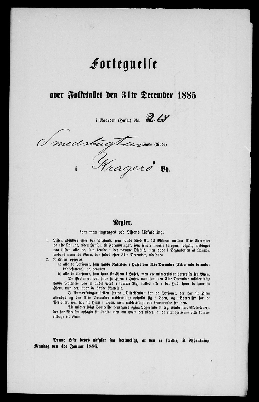 SAKO, 1885 census for 0801 Kragerø, 1885, p. 288