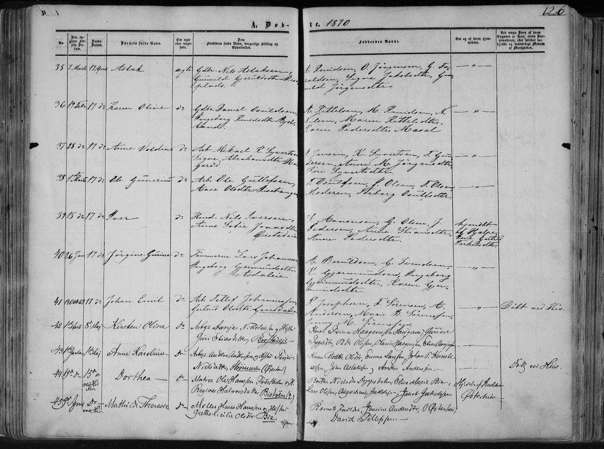 Øyestad sokneprestkontor, SAK/1111-0049/F/Fa/L0015: Parish register (official) no. A 15, 1857-1873, p. 126