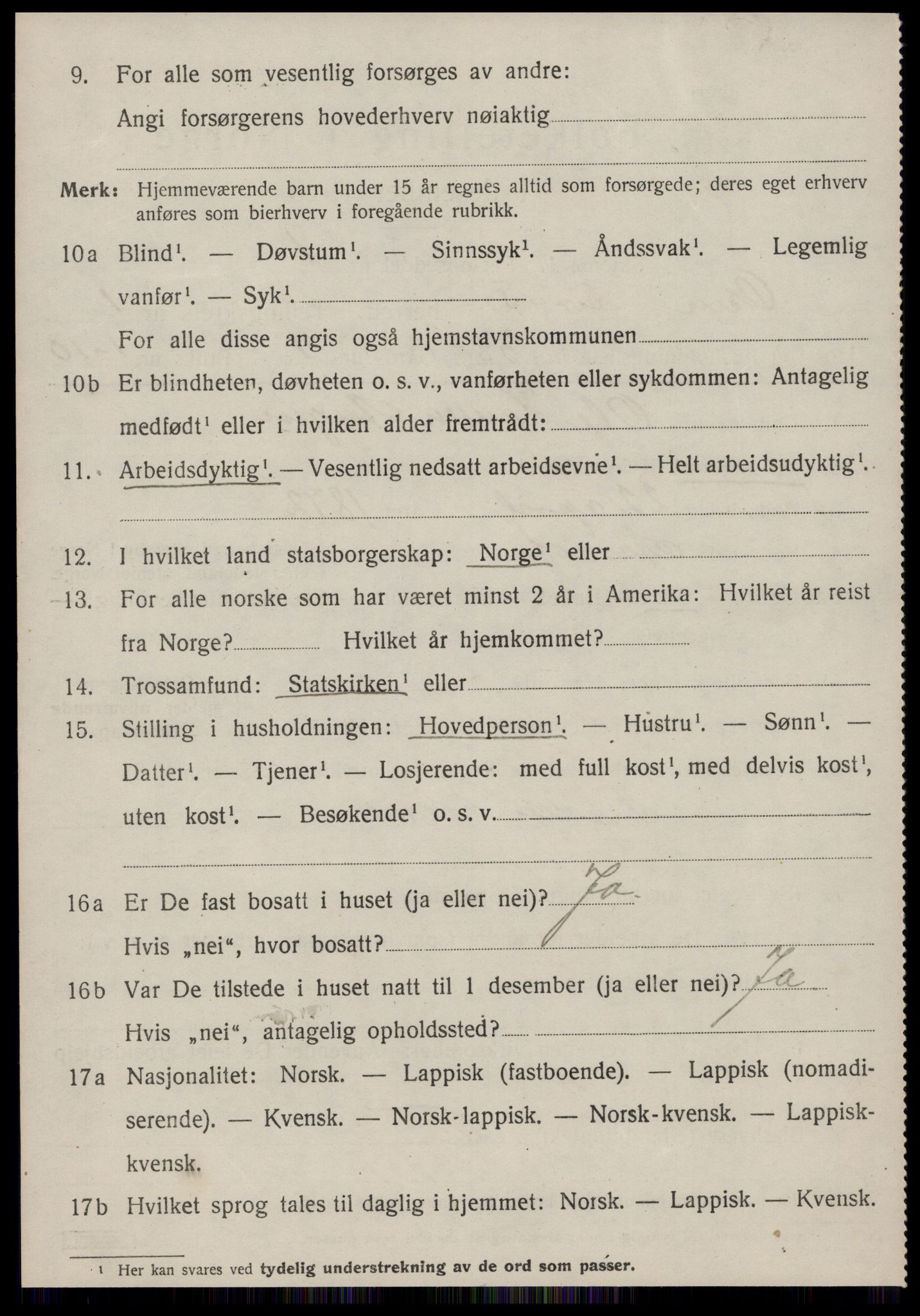 SAT, 1920 census for Osen, 1920, p. 1148