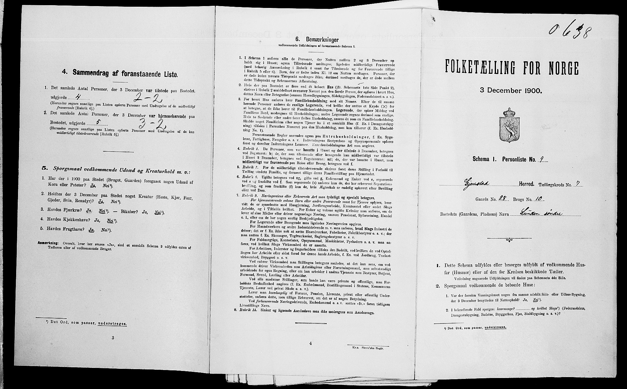 SAK, 1900 census for Gjerstad, 1900, p. 721