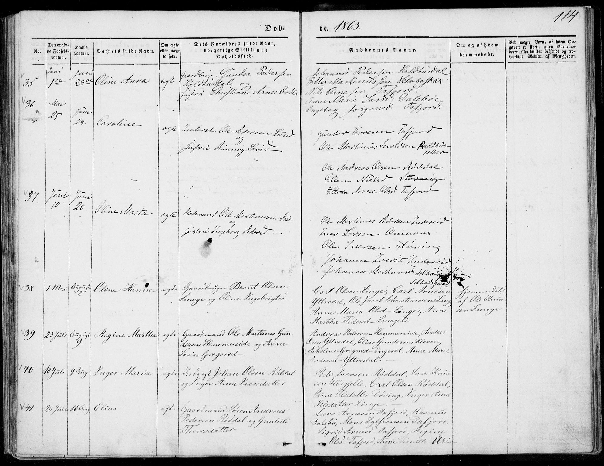 Ministerialprotokoller, klokkerbøker og fødselsregistre - Møre og Romsdal, AV/SAT-A-1454/519/L0249: Parish register (official) no. 519A08, 1846-1868, p. 114