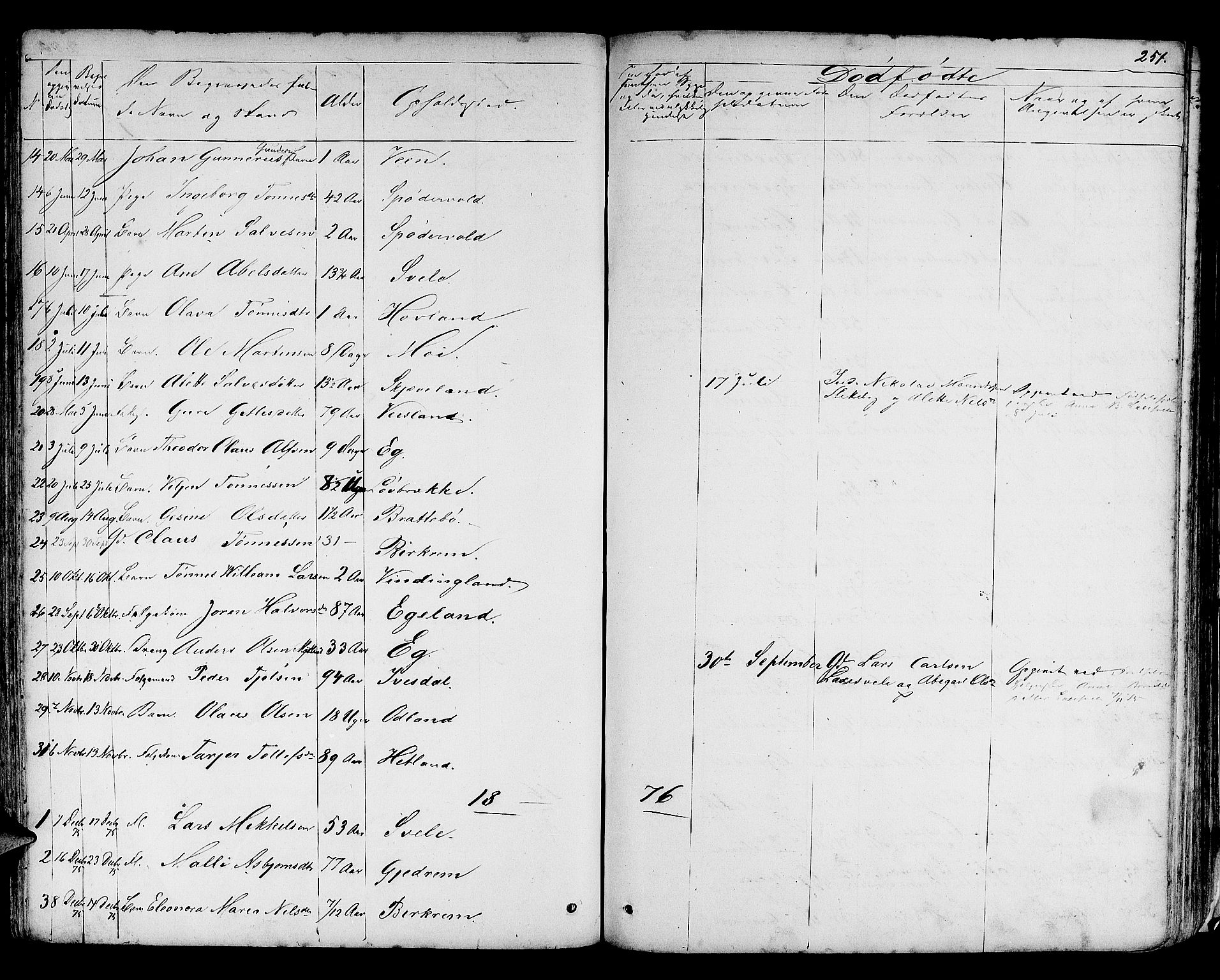 Helleland sokneprestkontor, SAST/A-101810: Parish register (copy) no. B 3, 1847-1886, p. 251