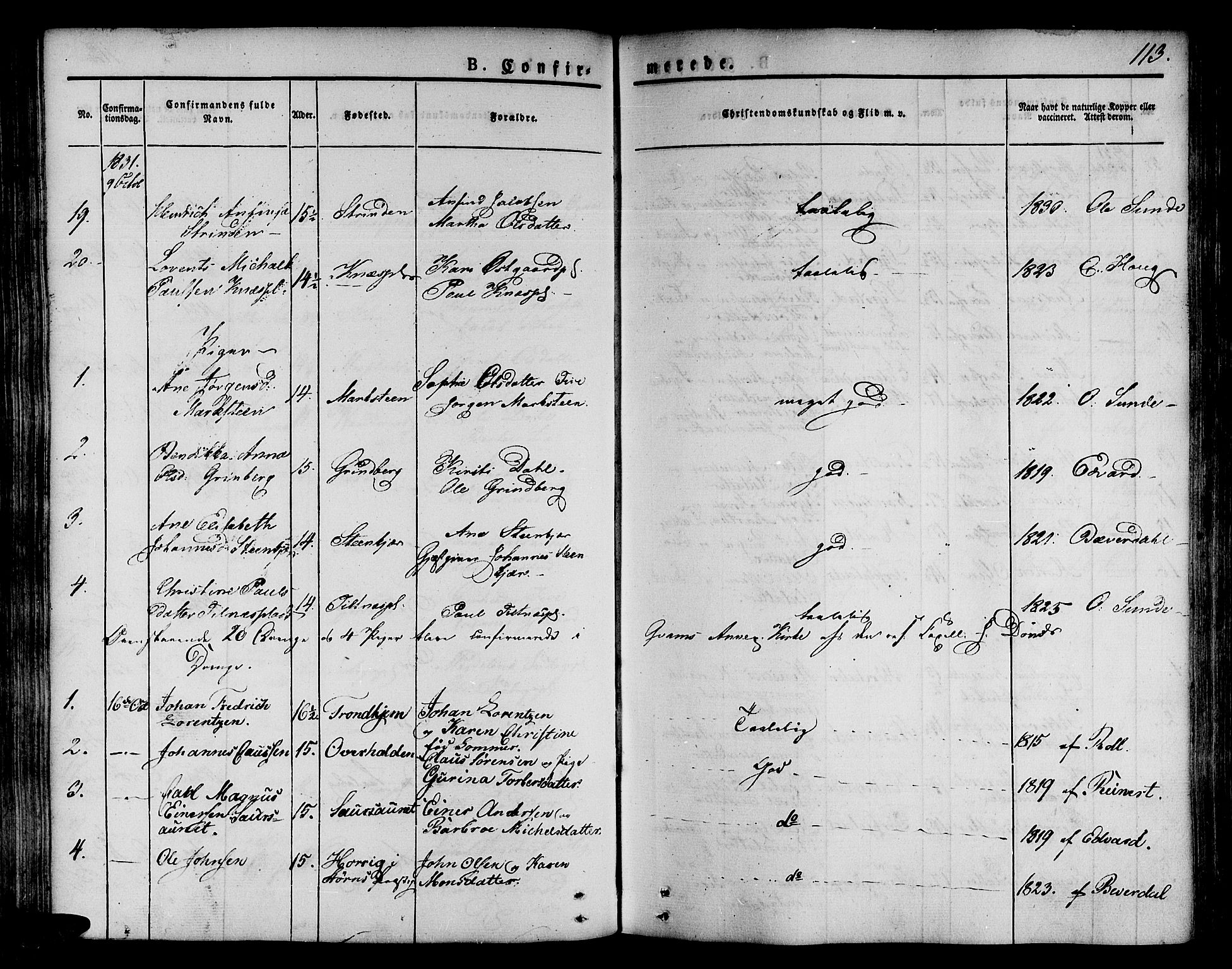 Ministerialprotokoller, klokkerbøker og fødselsregistre - Nord-Trøndelag, SAT/A-1458/746/L0445: Parish register (official) no. 746A04, 1826-1846, p. 113