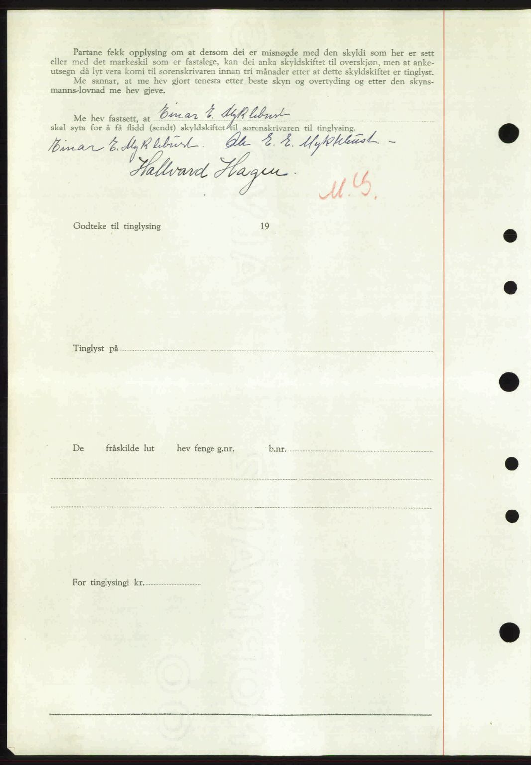 Nordre Sunnmøre sorenskriveri, AV/SAT-A-0006/1/2/2C/2Ca: Mortgage book no. A31, 1949-1949, Diary no: : 1259/1949