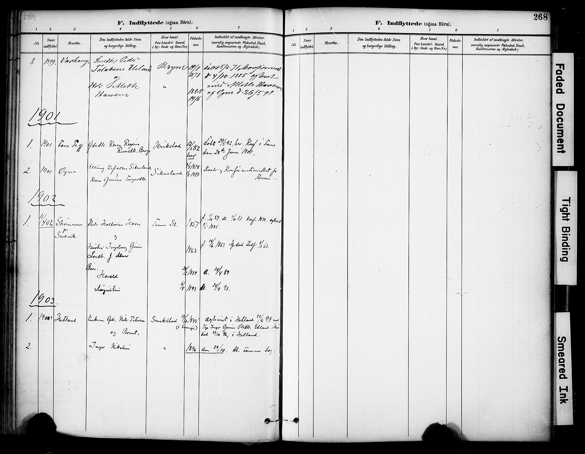 Lye sokneprestkontor, SAST/A-101794/001/30BA/L0011: Parish register (official) no. A 9, 1893-1903, p. 268