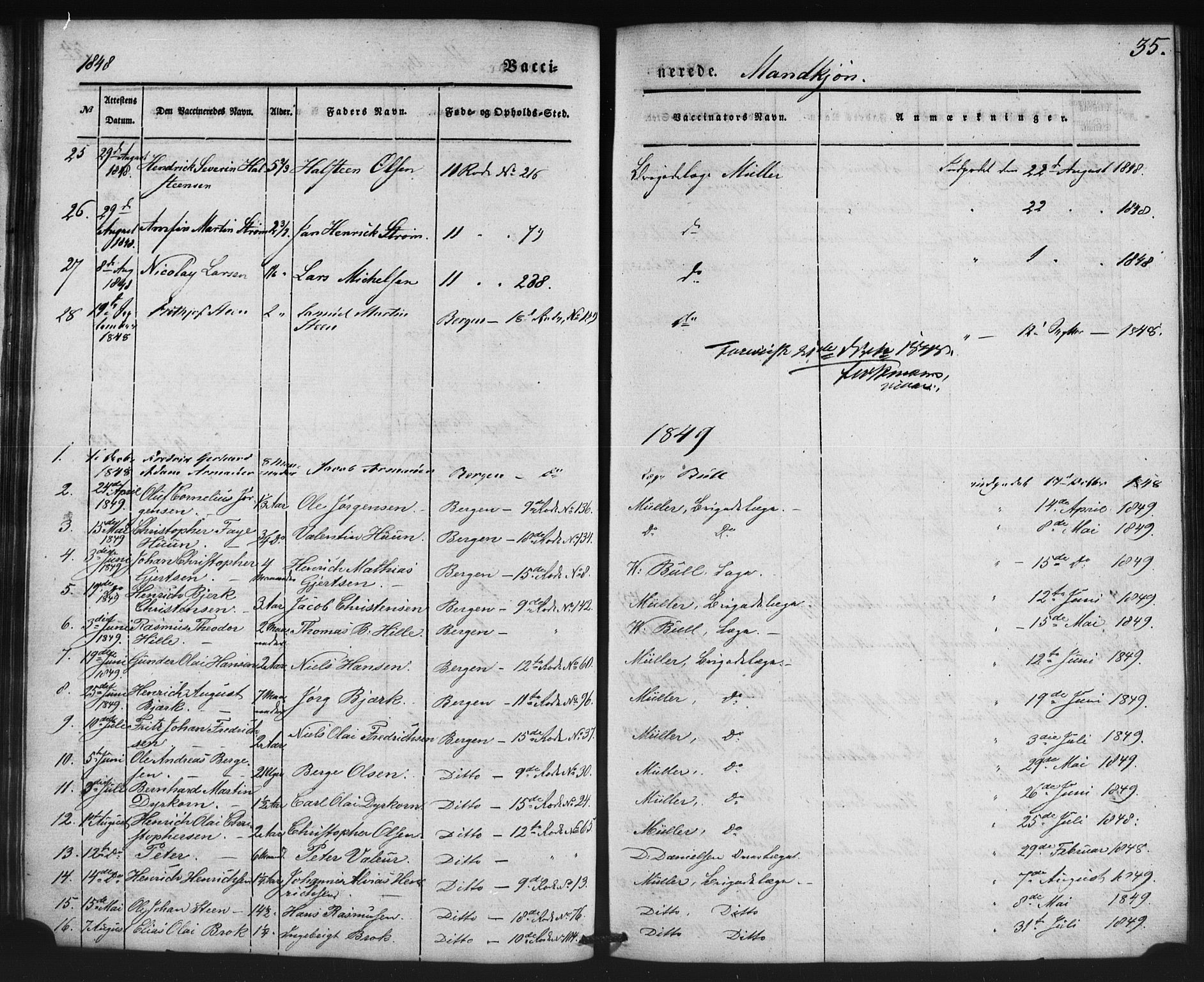 Domkirken sokneprestembete, SAB/A-74801/H/Haa/L0046: Parish register (official) no. F 1, 1841-1852, p. 35