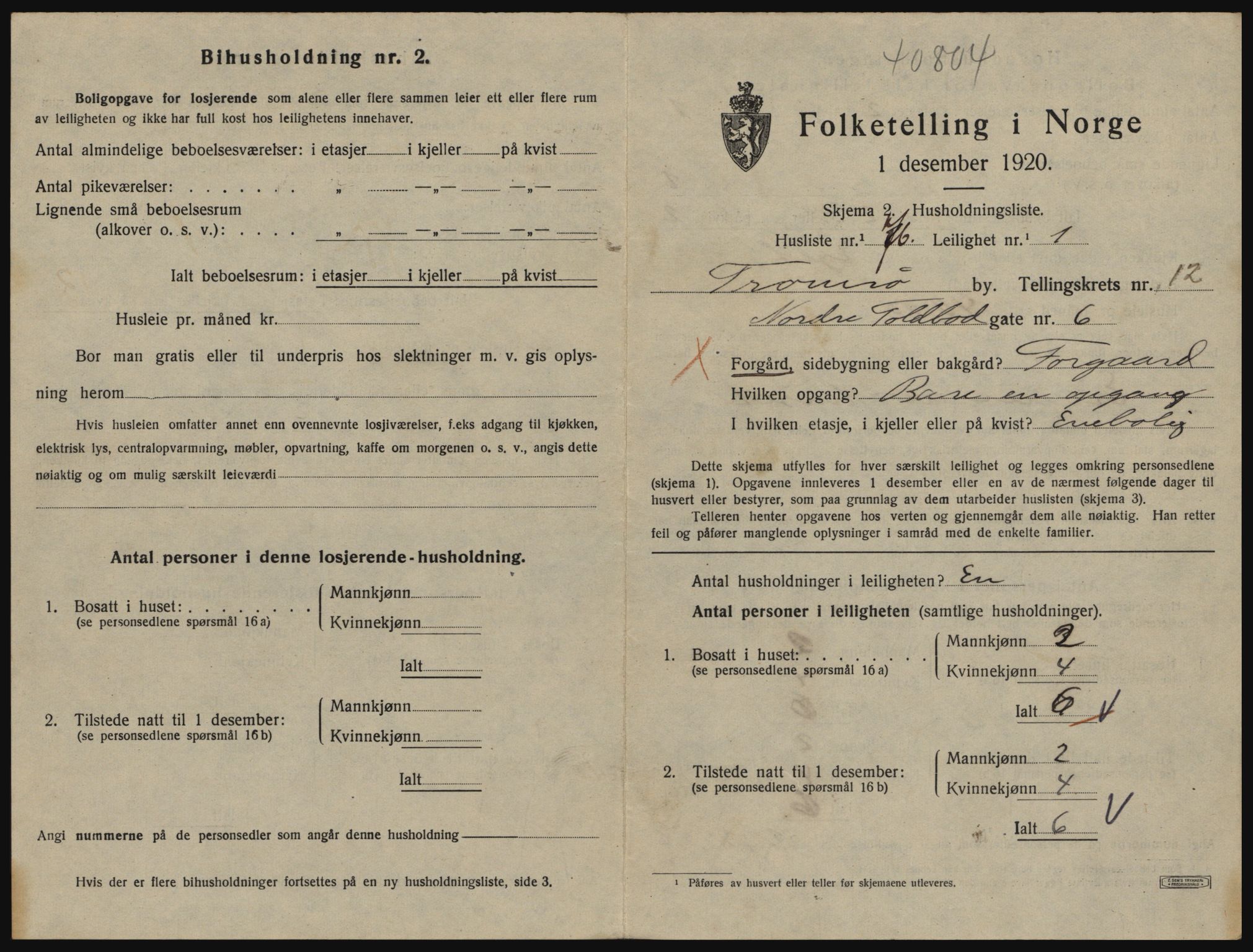 SATØ, 1920 census for Tromsø, 1920, p. 6159
