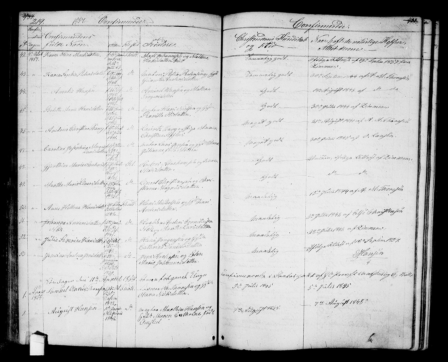 Halden prestekontor Kirkebøker, SAO/A-10909/G/Ga/L0005a: Parish register (copy) no. 5A, 1855-1864, p. 219
