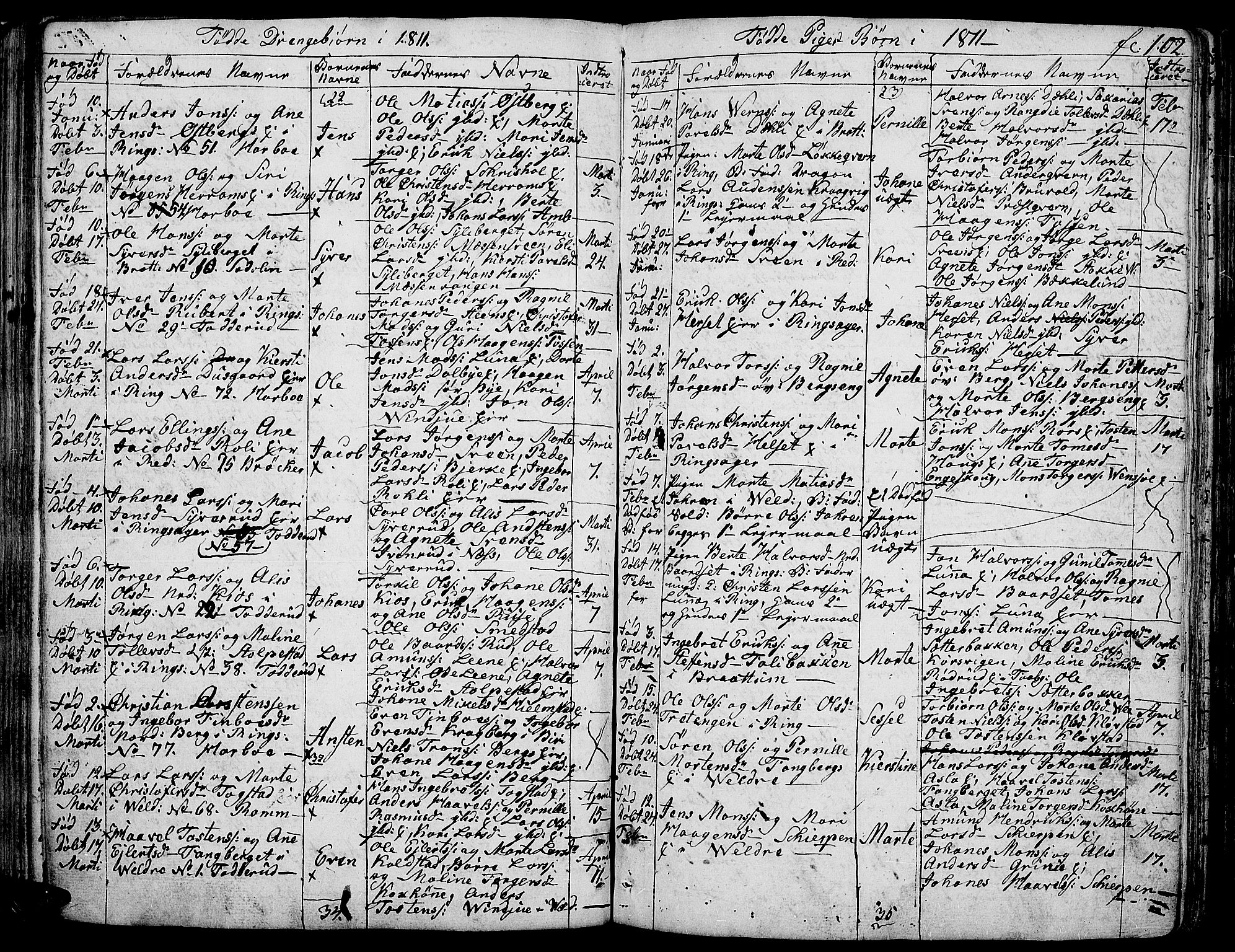 Ringsaker prestekontor, AV/SAH-PREST-014/K/Ka/L0004: Parish register (official) no. 4, 1799-1814, p. 102