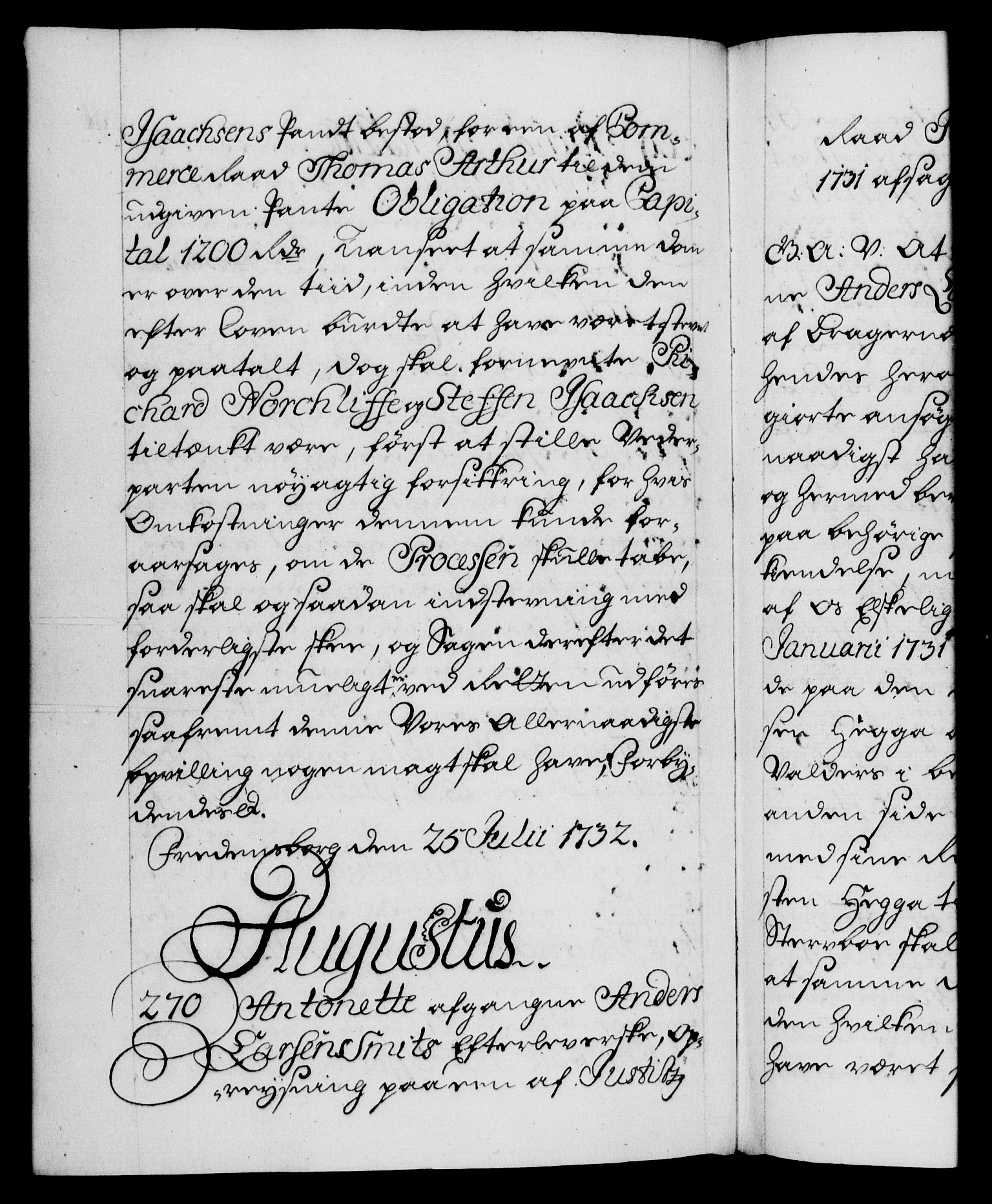 Danske Kanselli 1572-1799, AV/RA-EA-3023/F/Fc/Fca/Fcaa/L0027: Norske registre, 1730-1732, p. 596b