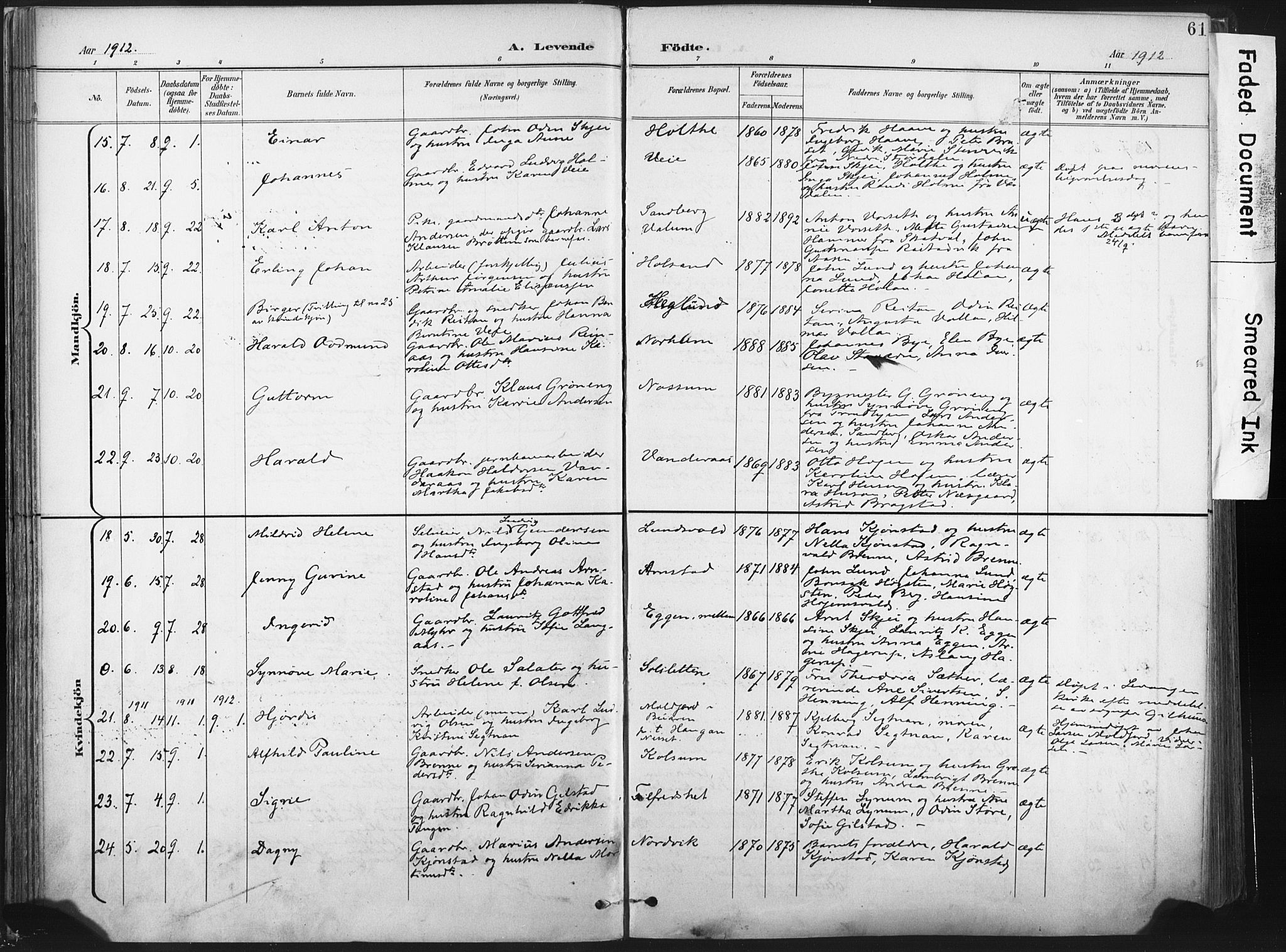 Ministerialprotokoller, klokkerbøker og fødselsregistre - Nord-Trøndelag, AV/SAT-A-1458/717/L0162: Parish register (official) no. 717A12, 1898-1923, p. 61