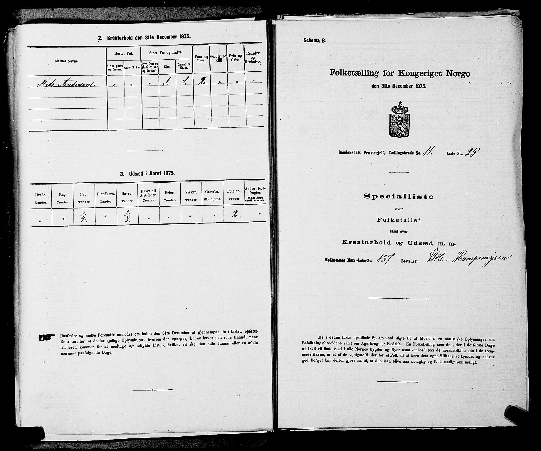 SAKO, 1875 census for 0816P Sannidal, 1875, p. 795