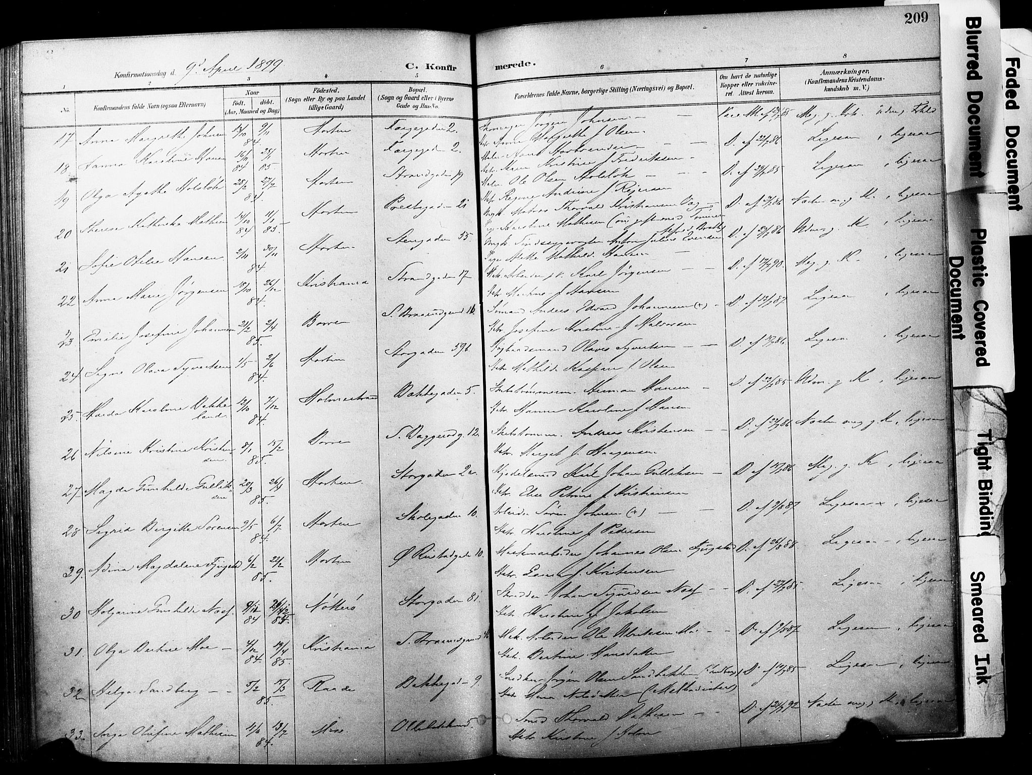 Horten kirkebøker, AV/SAKO-A-348/F/Fa/L0005: Parish register (official) no. 5, 1896-1904, p. 209