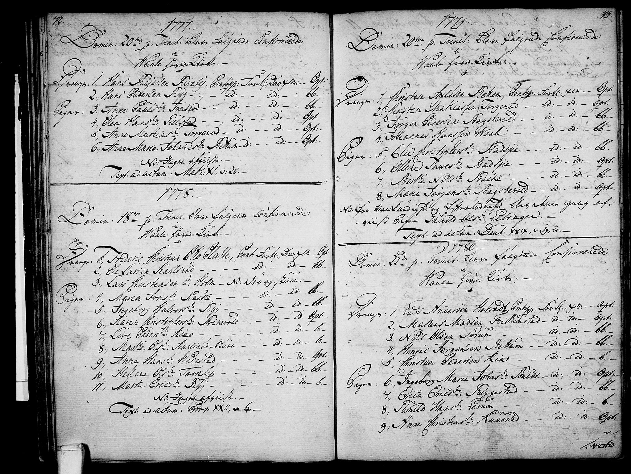 Våle kirkebøker, SAKO/A-334/F/Fa/L0005: Parish register (official) no. I 5, 1773-1808, p. 72-73