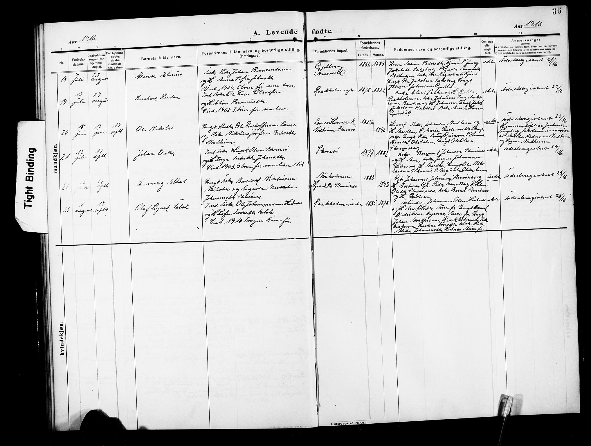 Ministerialprotokoller, klokkerbøker og fødselsregistre - Møre og Romsdal, AV/SAT-A-1454/582/L0949: Parish register (copy) no. 582C01, 1909-1925, p. 36