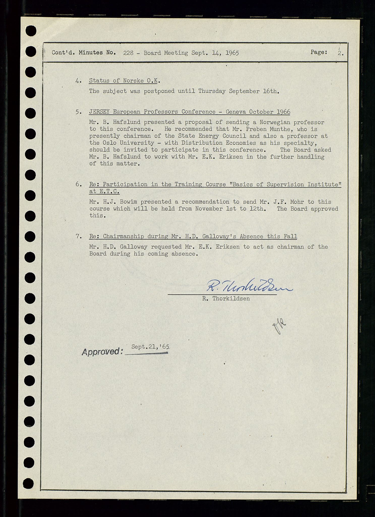 Pa 0982 - Esso Norge A/S, AV/SAST-A-100448/A/Aa/L0002/0001: Den administrerende direksjon Board minutes (styrereferater) / Den administrerende direksjon Board minutes (styrereferater), 1965, p. 54