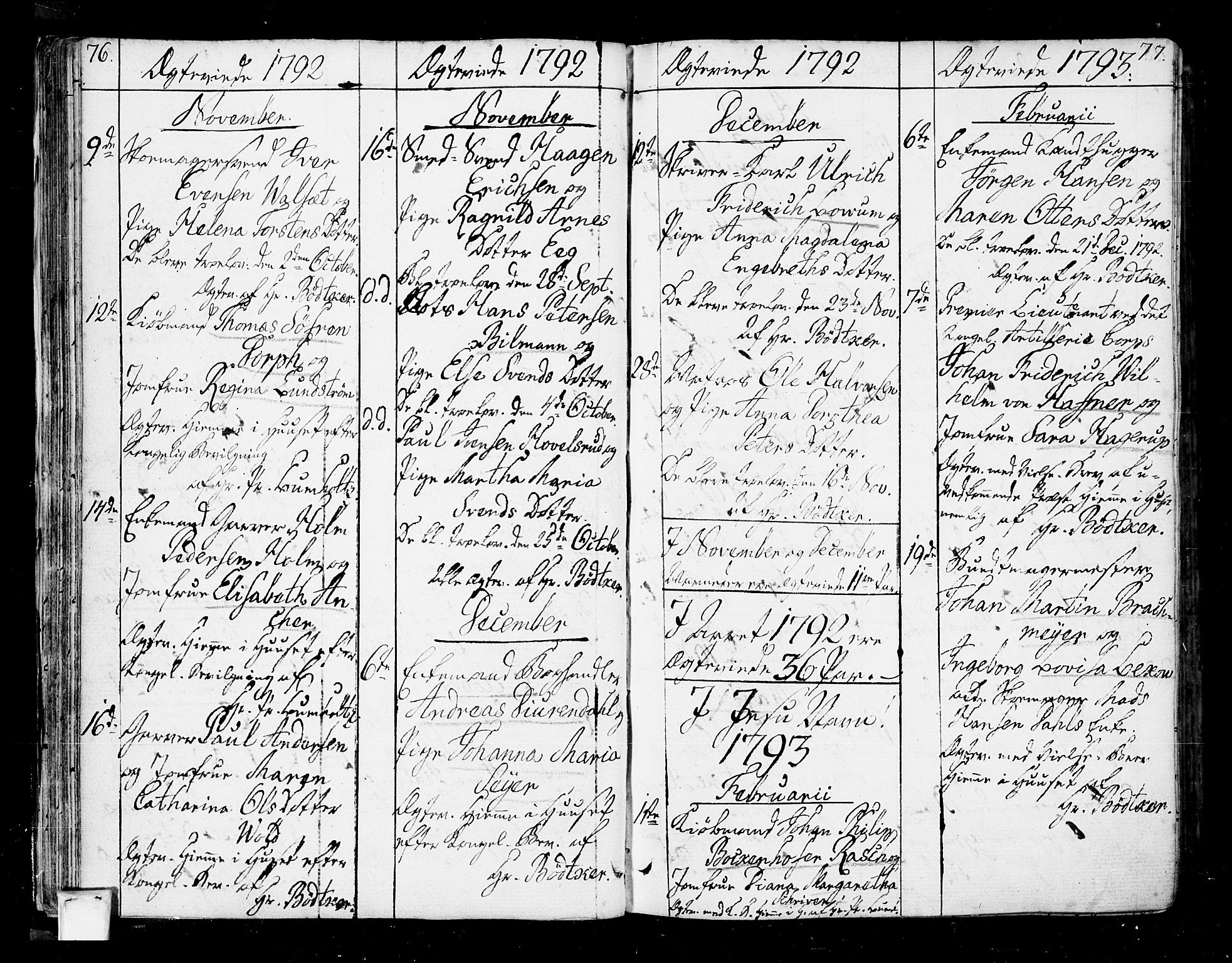 Oslo domkirke Kirkebøker, SAO/A-10752/F/Fa/L0005: Parish register (official) no. 5, 1787-1806, p. 76-77