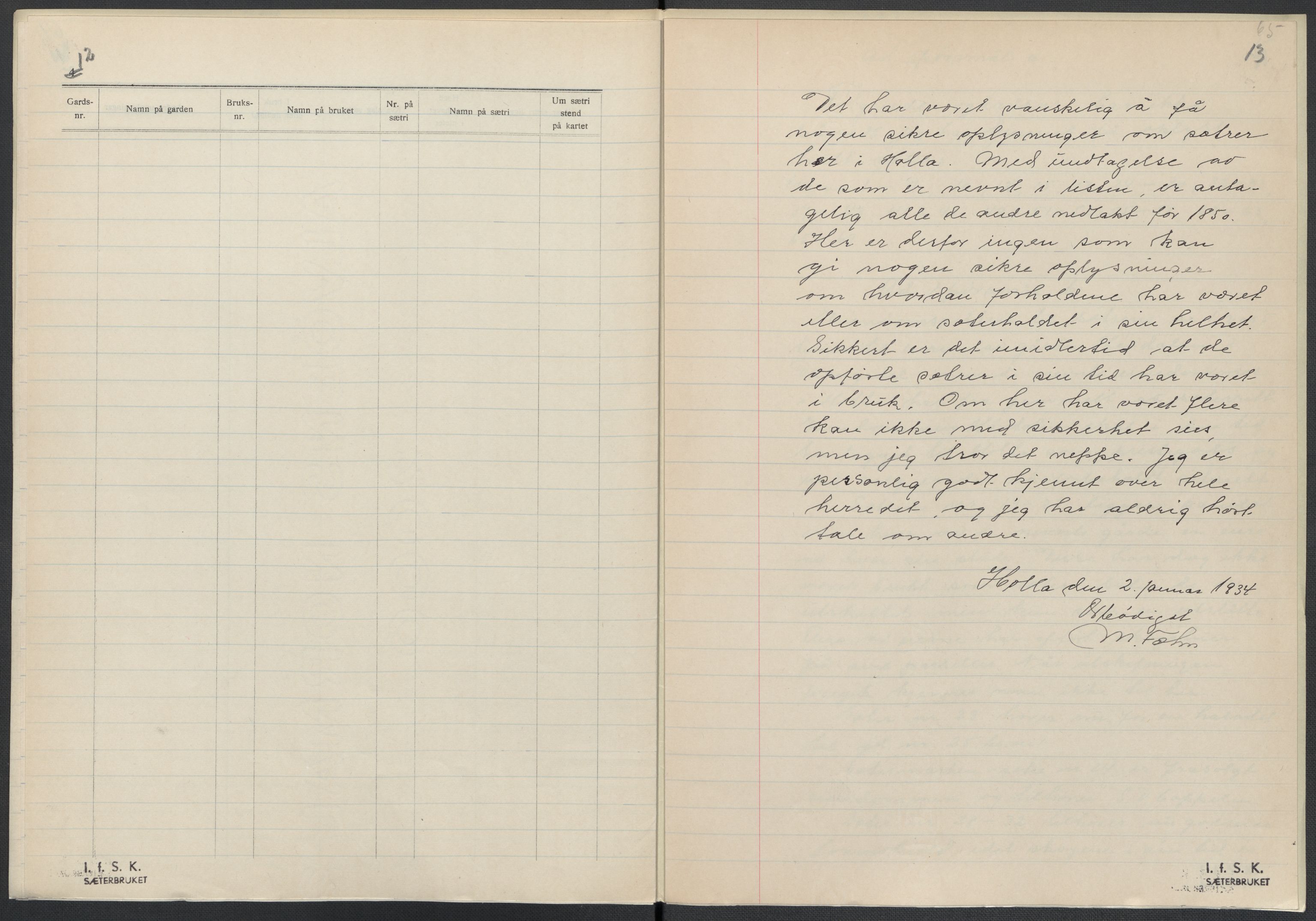 Instituttet for sammenlignende kulturforskning, AV/RA-PA-0424/F/Fc/L0007/0001: Eske B7: / Telemark (perm XVI), 1934-1936, p. 65