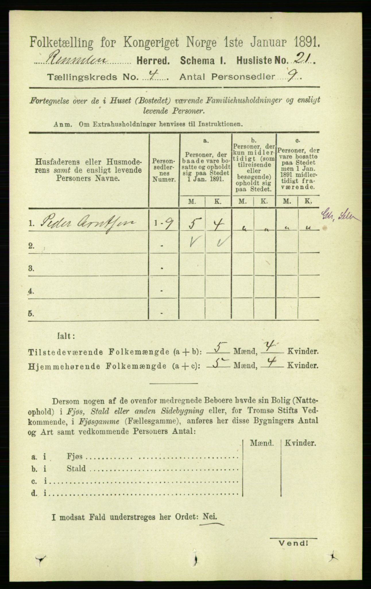 RA, 1891 census for 1635 Rennebu, 1891, p. 1910