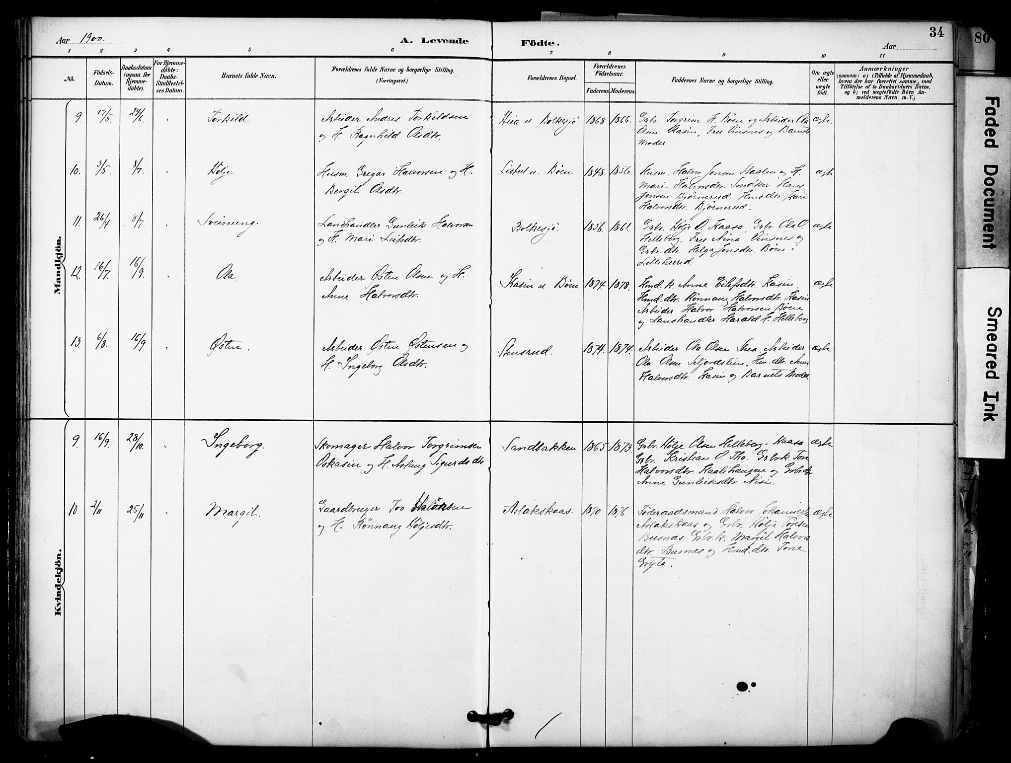 Gransherad kirkebøker, SAKO/A-267/F/Fa/L0005: Parish register (official) no. I 5, 1887-1916, p. 34