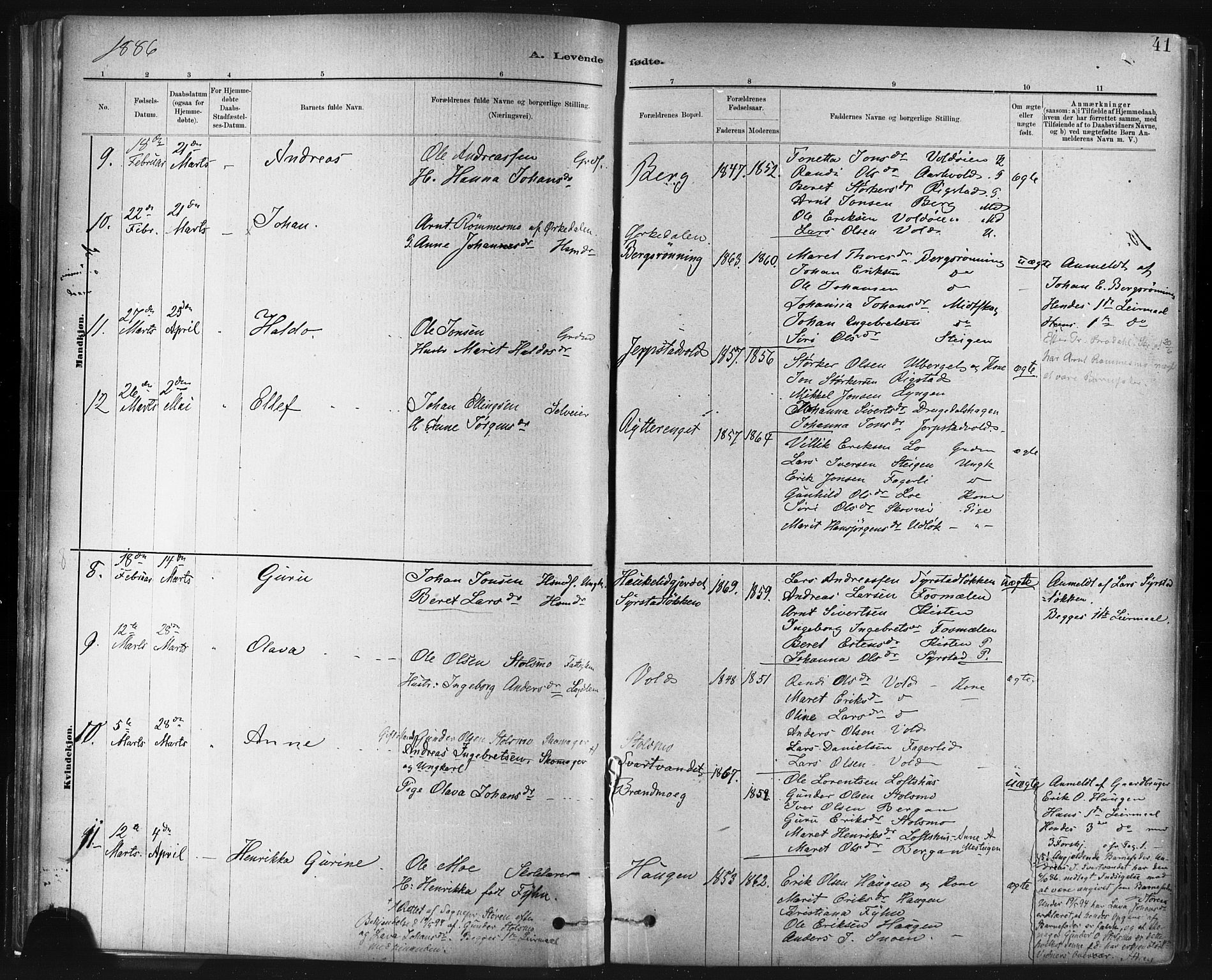 Ministerialprotokoller, klokkerbøker og fødselsregistre - Sør-Trøndelag, SAT/A-1456/672/L0857: Parish register (official) no. 672A09, 1882-1893, p. 41