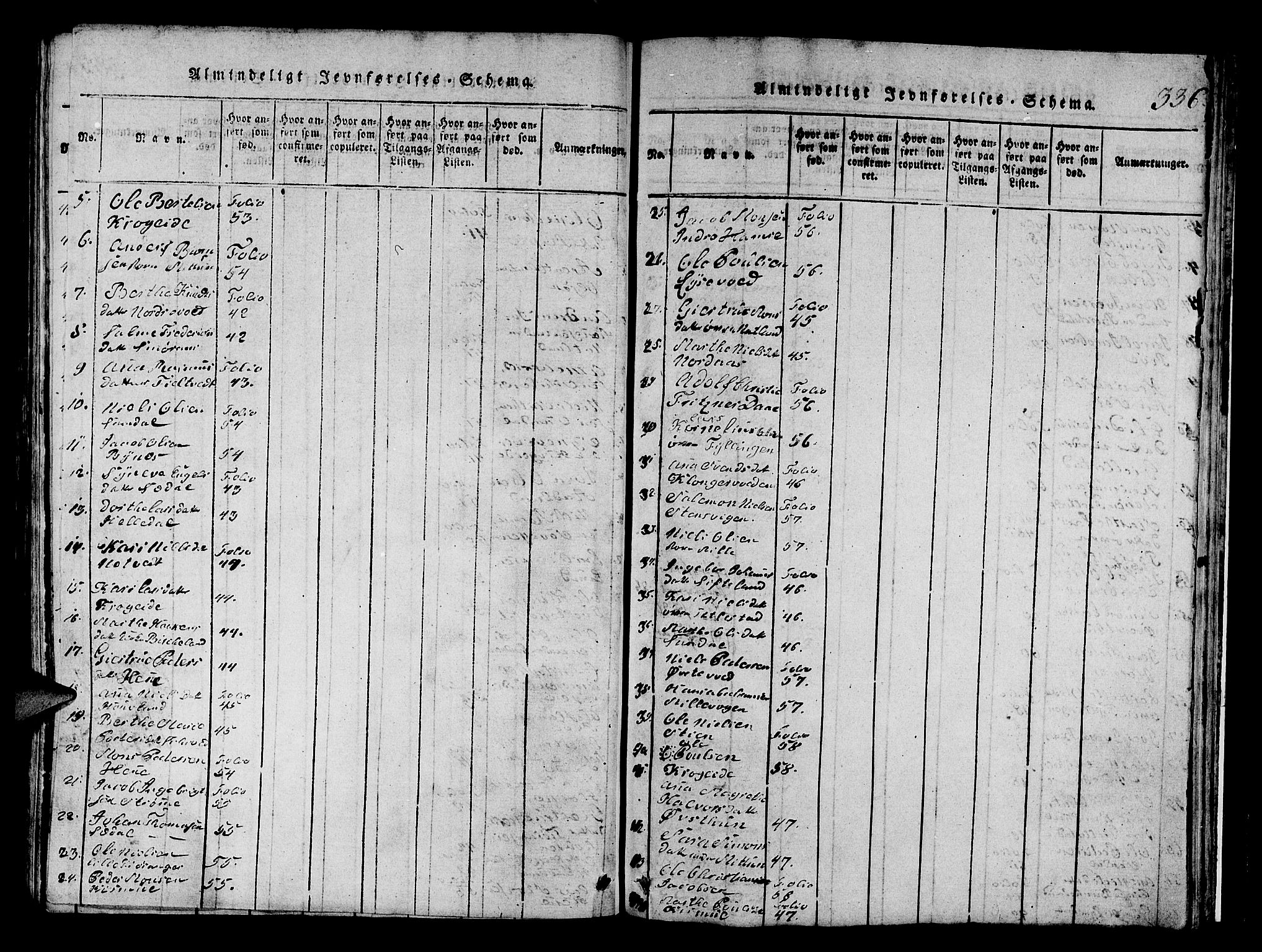 Fana Sokneprestembete, AV/SAB-A-75101/H/Hab/Haba/L0001: Parish register (copy) no. A 1, 1816-1836, p. 336