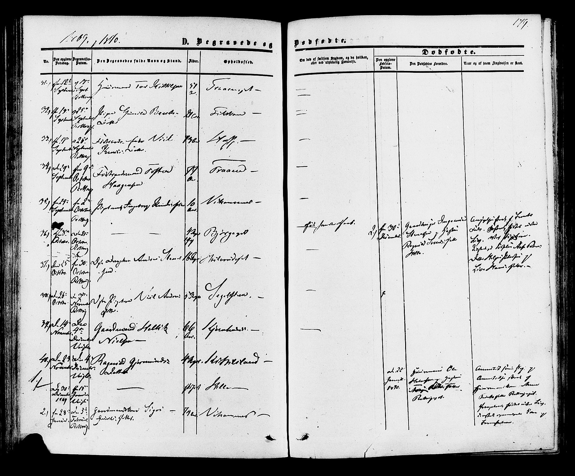 Rollag kirkebøker, SAKO/A-240/F/Fa/L0009: Parish register (official) no. I 9, 1860-1874, p. 179