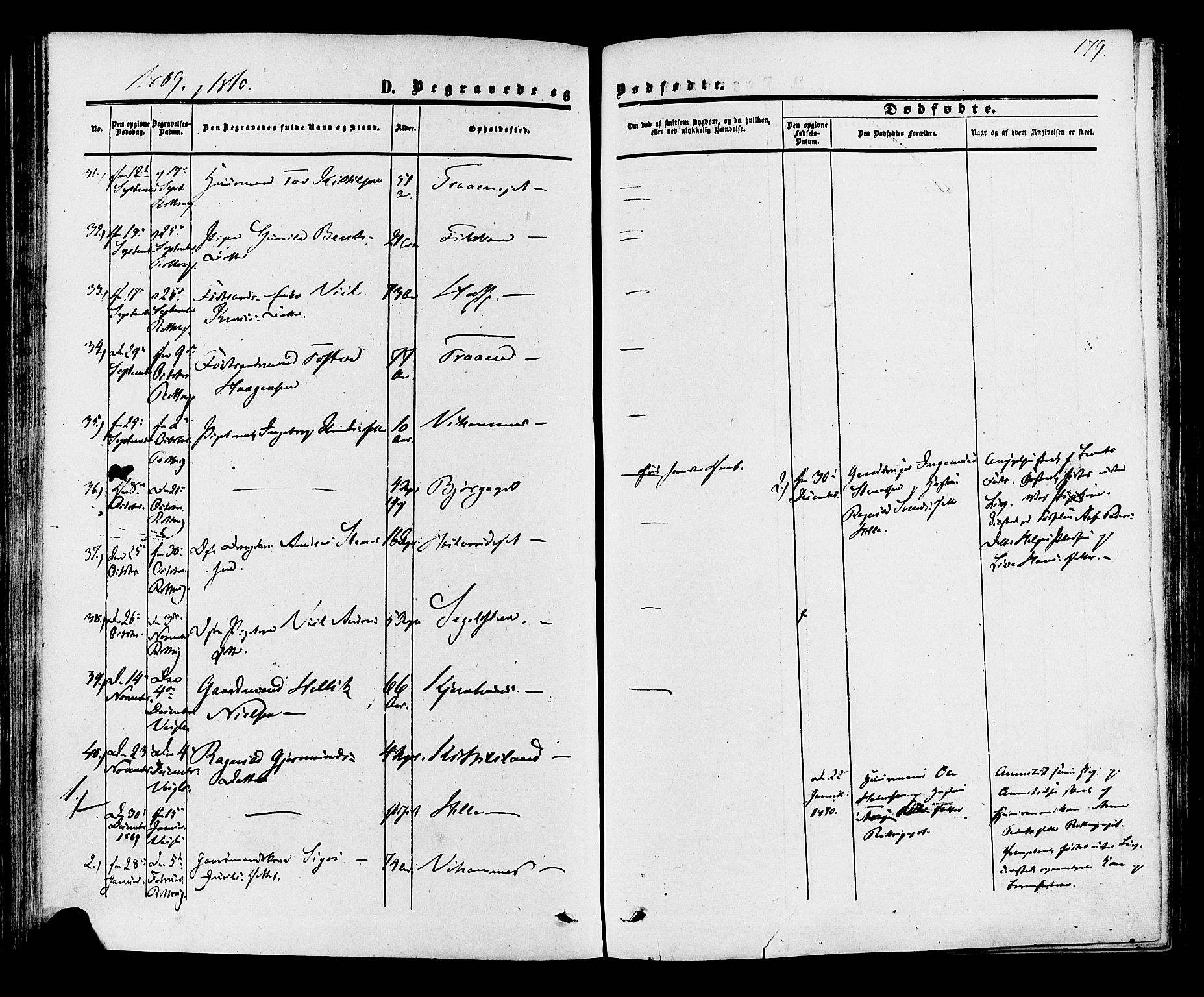 Rollag kirkebøker, AV/SAKO-A-240/F/Fa/L0009: Parish register (official) no. I 9, 1860-1874, p. 179