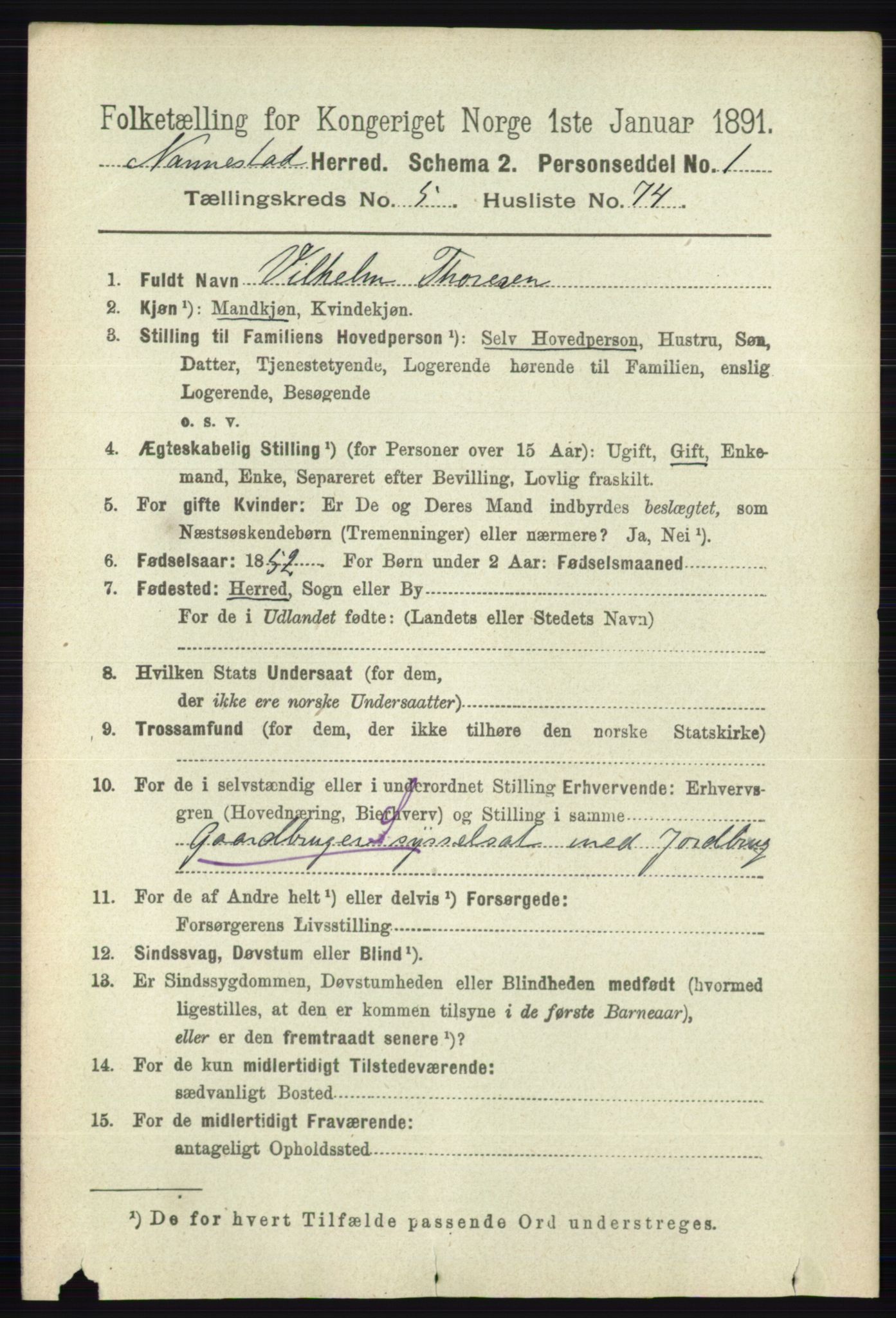 RA, 1891 census for 0238 Nannestad, 1891, p. 2988