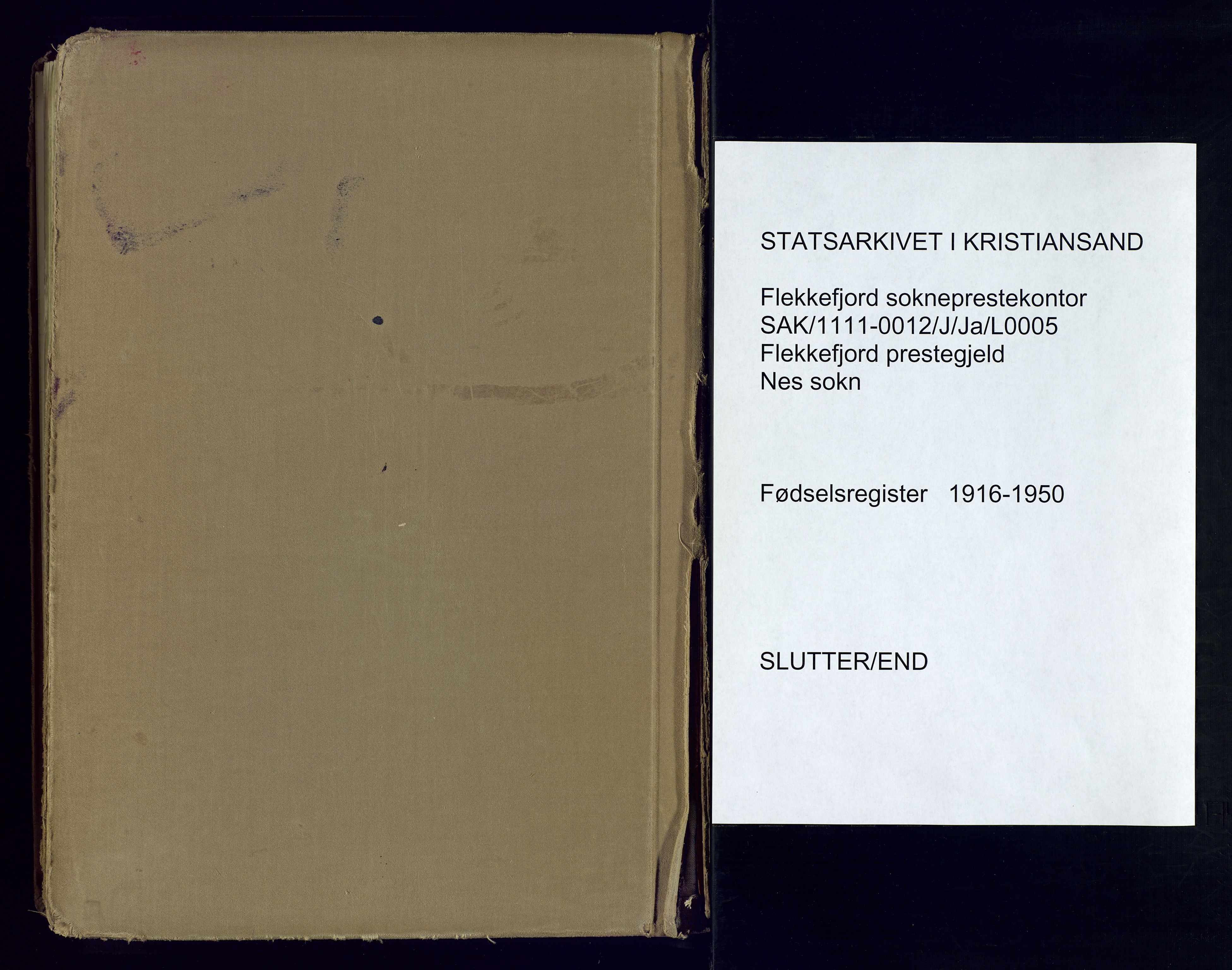 Flekkefjord sokneprestkontor, SAK/1111-0012/J/Ja/L0005: Birth register no. 5, 1916-1950
