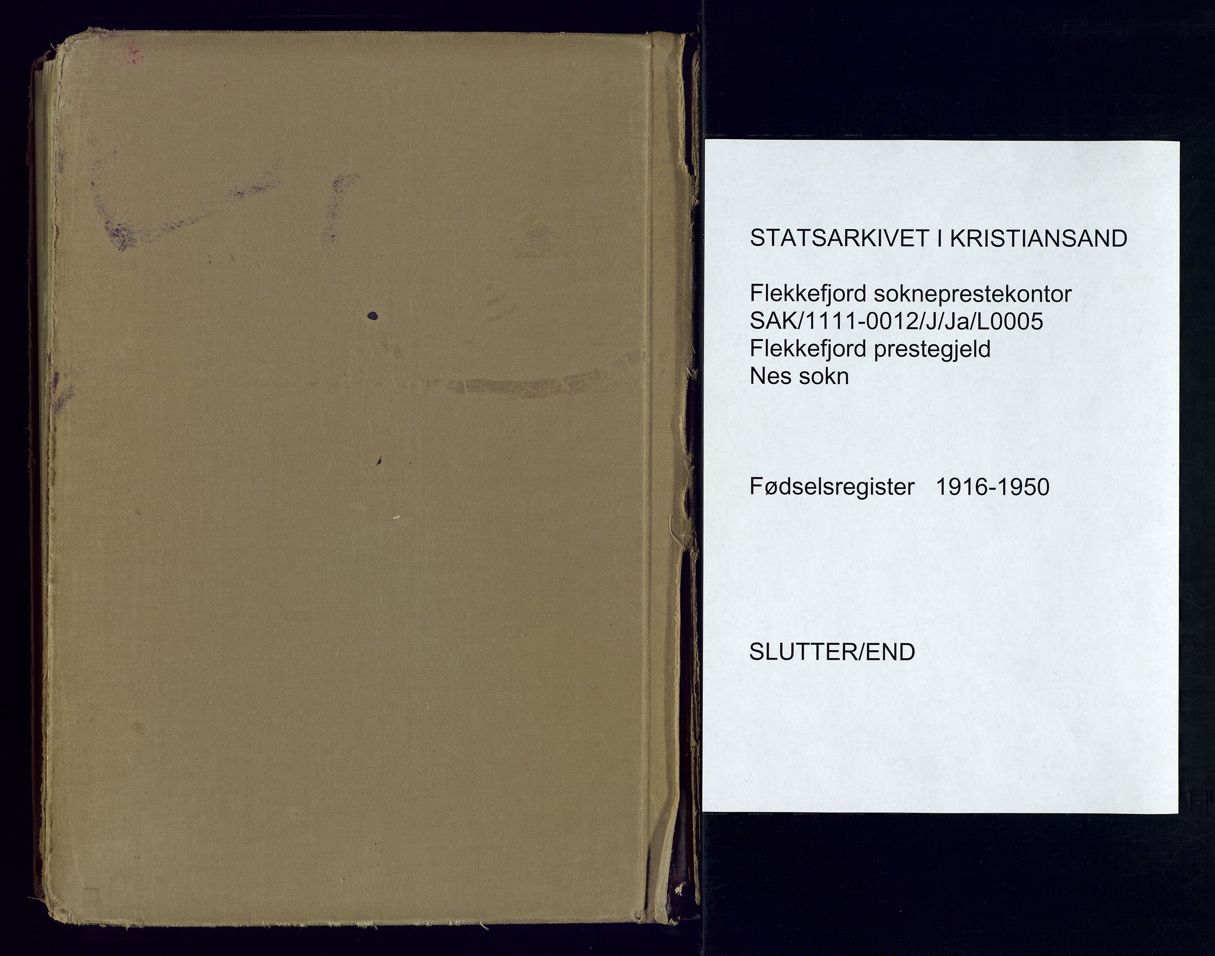 Flekkefjord sokneprestkontor, AV/SAK-1111-0012/J/Ja/L0005: Birth register no. 5, 1916-1950