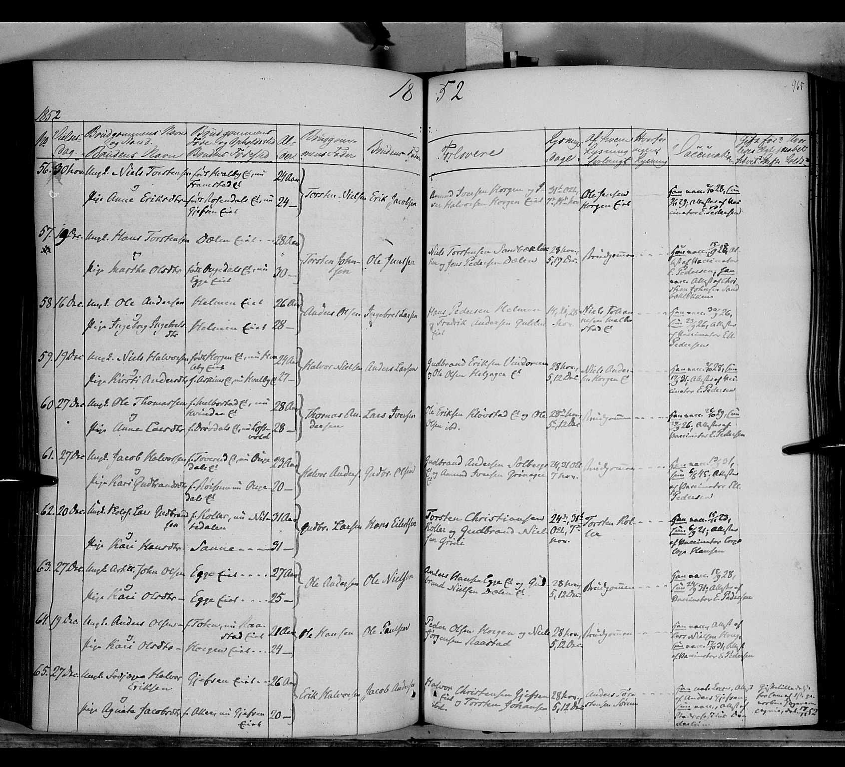 Gran prestekontor, SAH/PREST-112/H/Ha/Haa/L0011: Parish register (official) no. 11, 1842-1856, p. 964-965