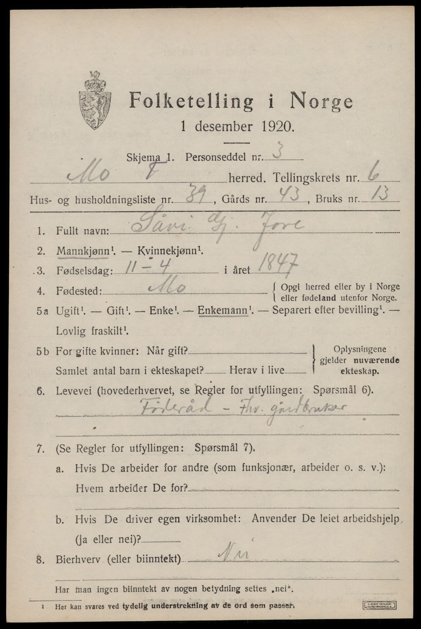 SAKO, 1920 census for Mo, 1920, p. 2586