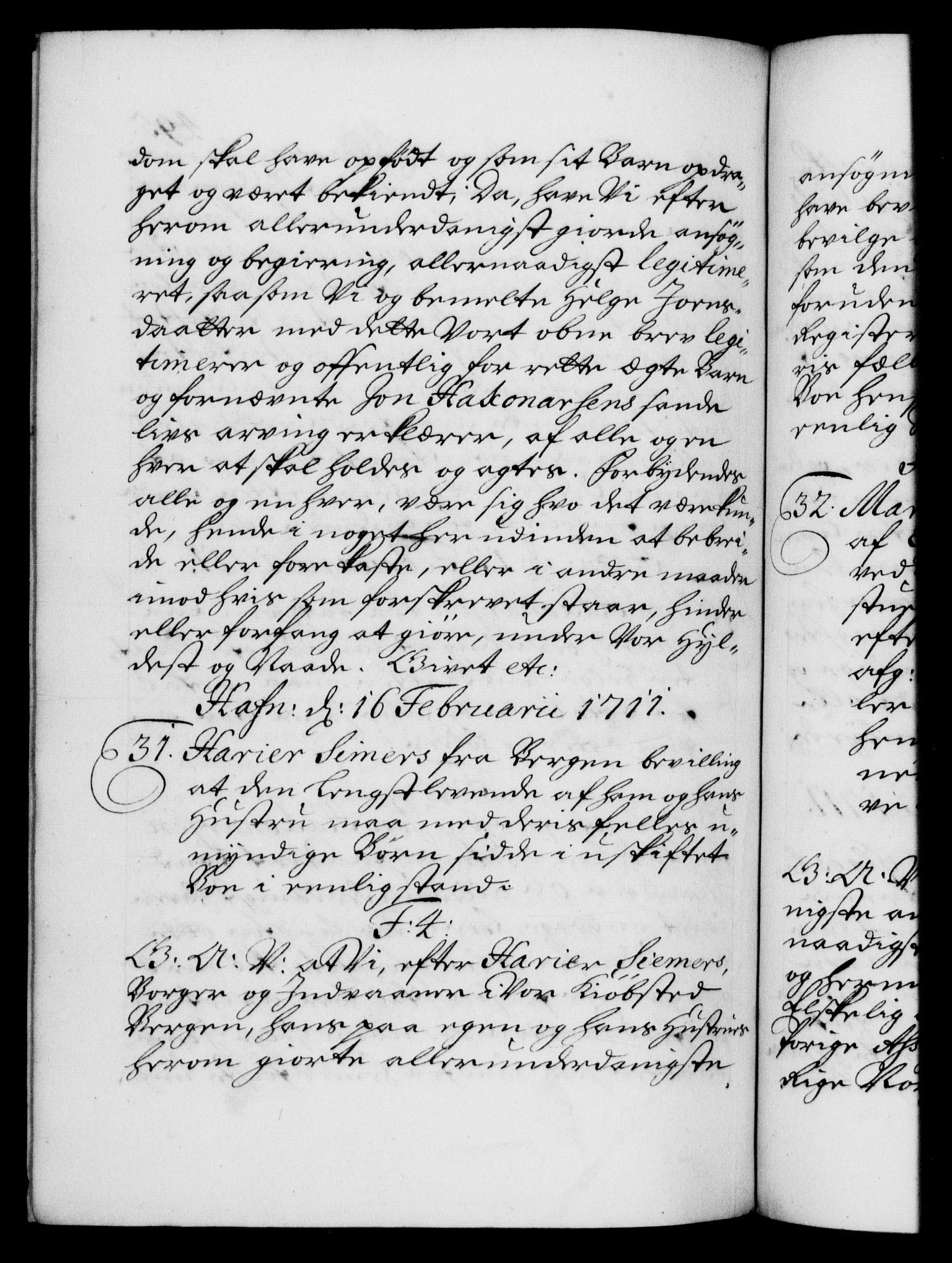 Danske Kanselli 1572-1799, RA/EA-3023/F/Fc/Fca/Fcaa/L0020: Norske registre, 1708-1711, p. 495b