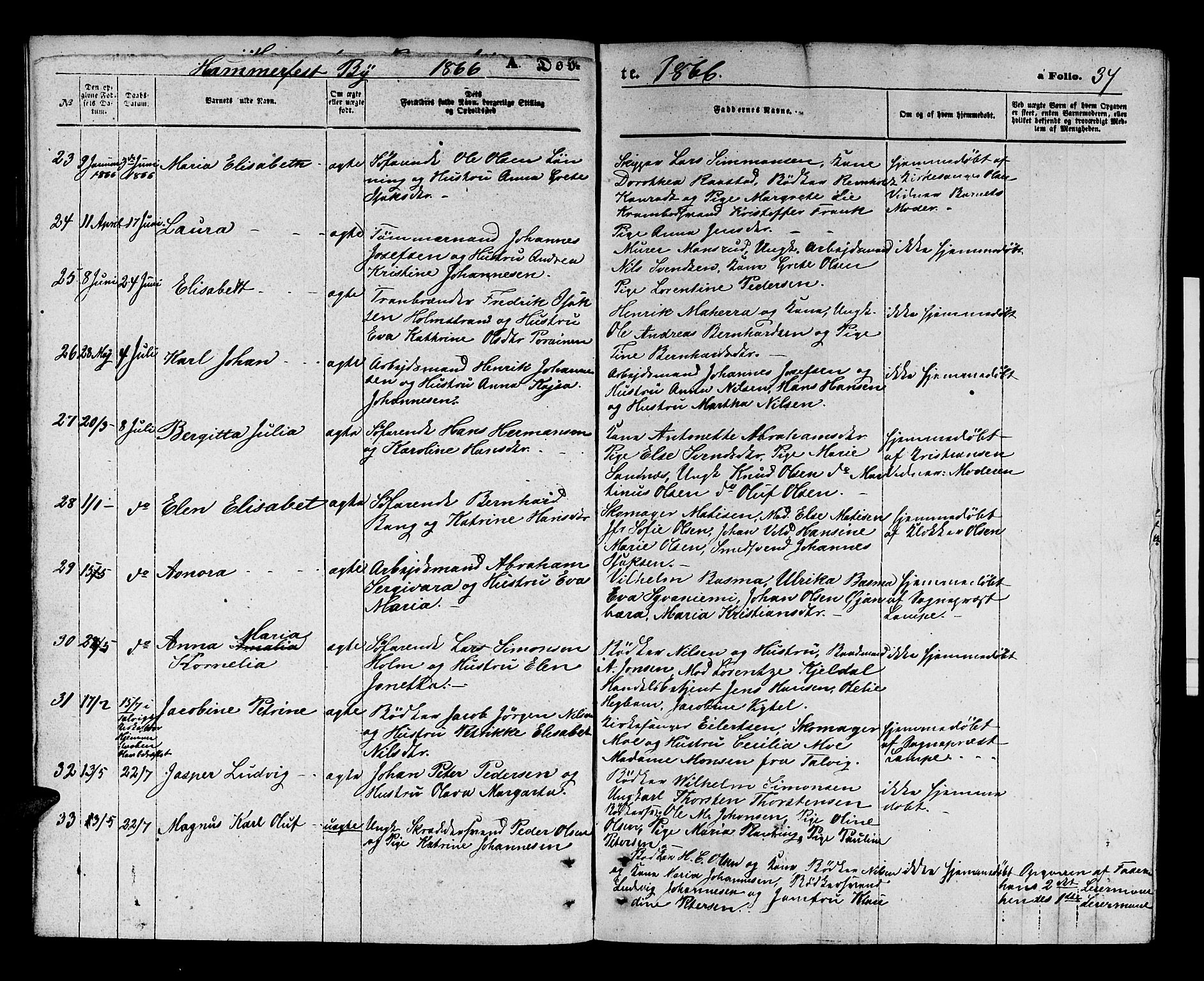 Hammerfest sokneprestkontor, AV/SATØ-S-1347/H/Hb/L0003.klokk: Parish register (copy) no. 3 /1, 1862-1868, p. 37