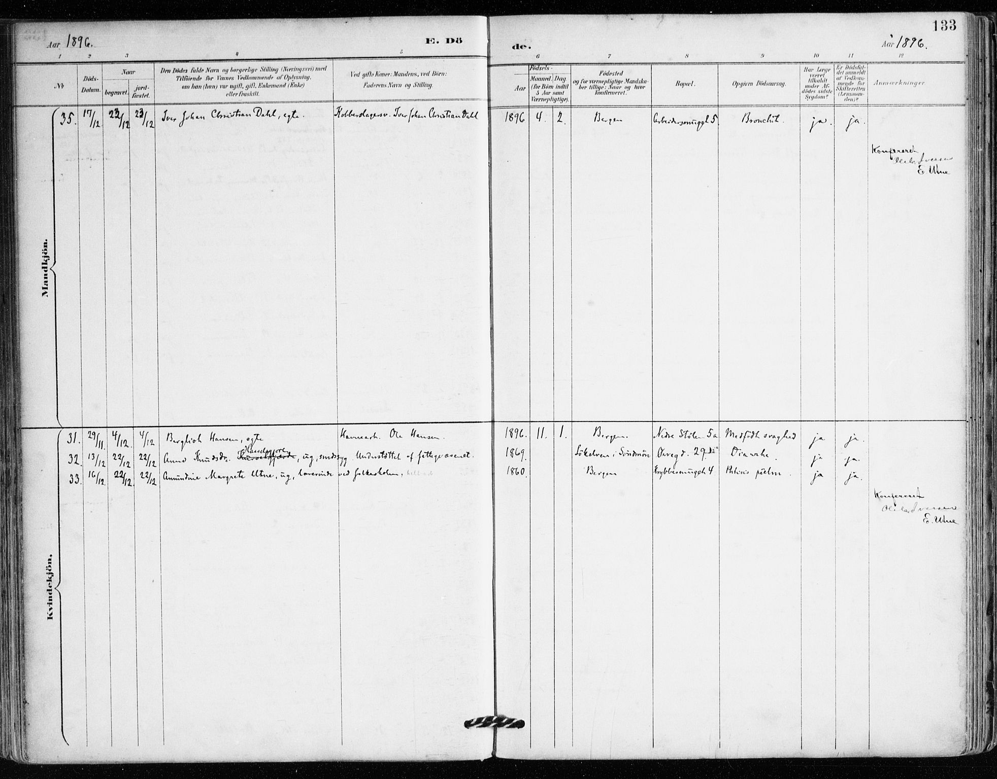 Mariakirken Sokneprestembete, AV/SAB-A-76901/H/Haa/L0008: Parish register (official) no. A 8, 1893-1942, p. 133