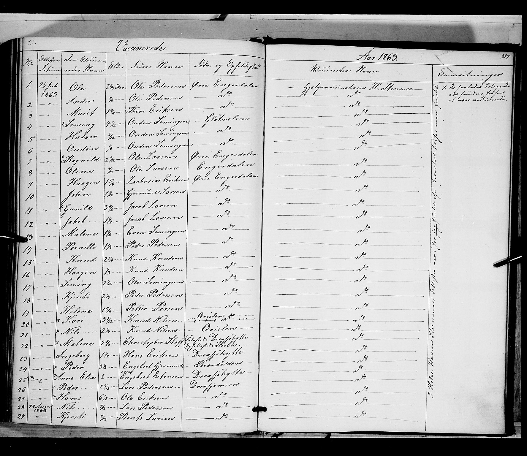 Rendalen prestekontor, SAH/PREST-054/H/Ha/Haa/L0005: Parish register (official) no. 5, 1853-1866, p. 357