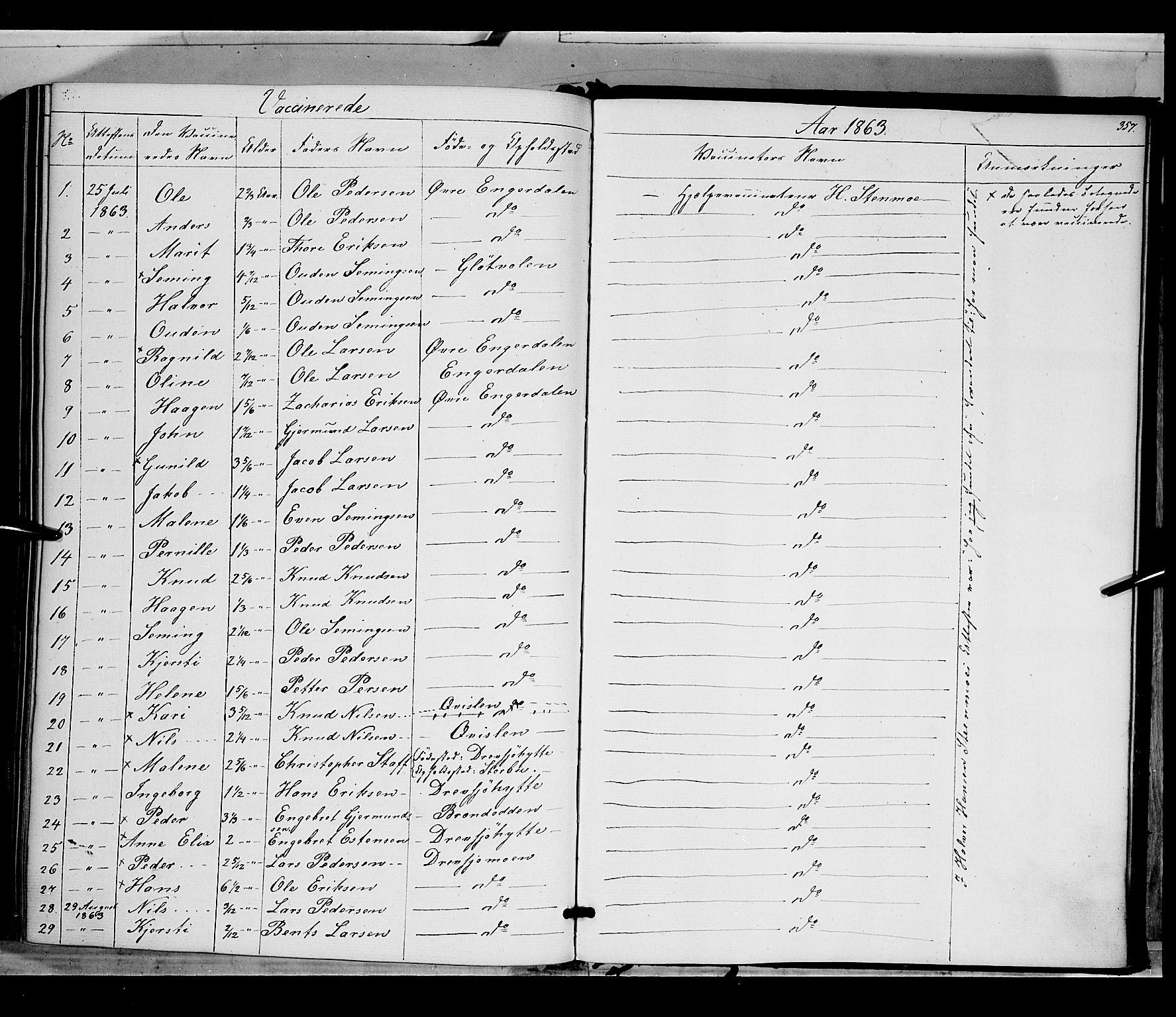 Rendalen prestekontor, AV/SAH-PREST-054/H/Ha/Haa/L0005: Parish register (official) no. 5, 1853-1866, p. 357