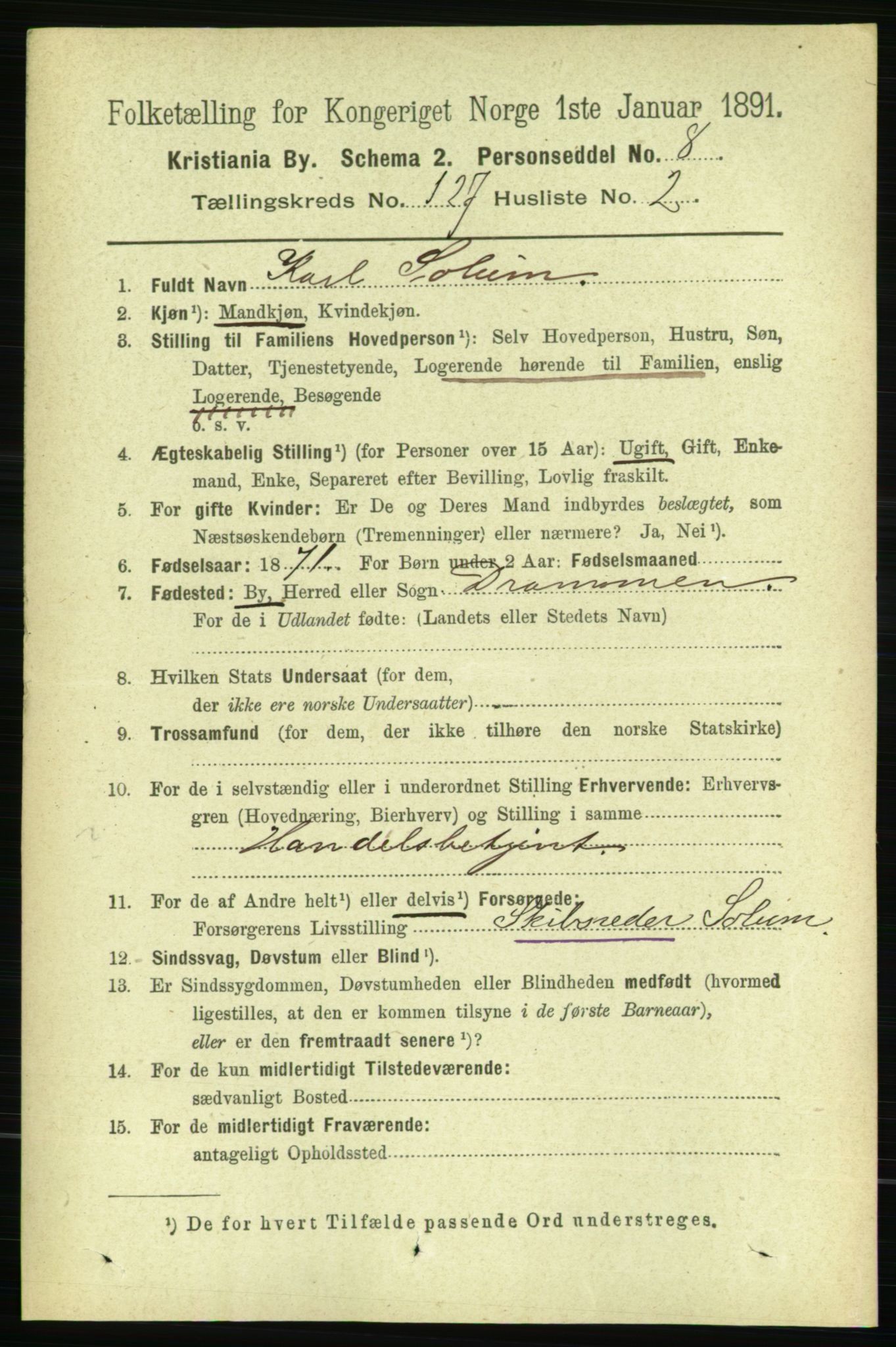 RA, 1891 census for 0301 Kristiania, 1891, p. 67890