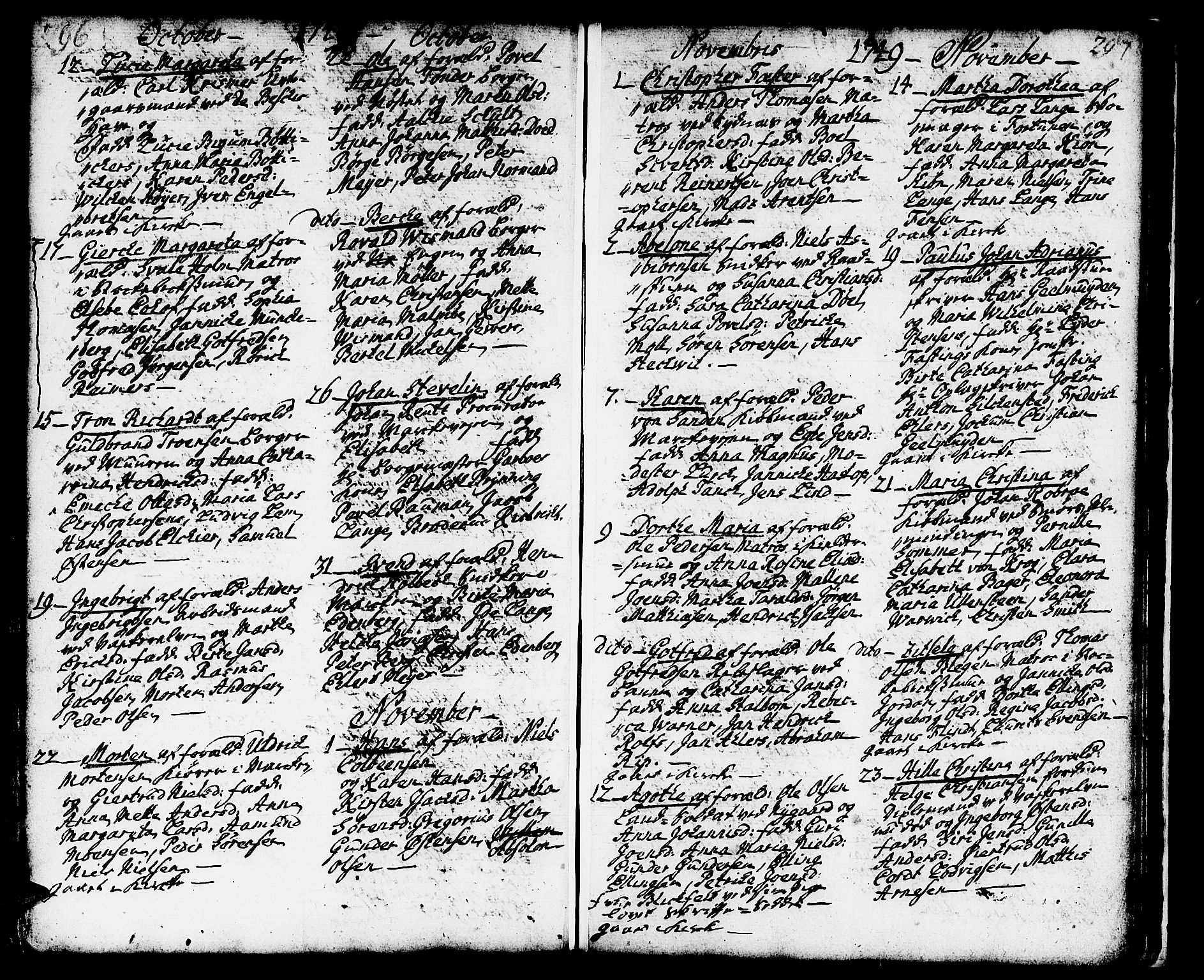 Domkirken sokneprestembete, AV/SAB-A-74801/H/Haa/L0002: Parish register (official) no. A 2, 1733-1750, p. 296-297