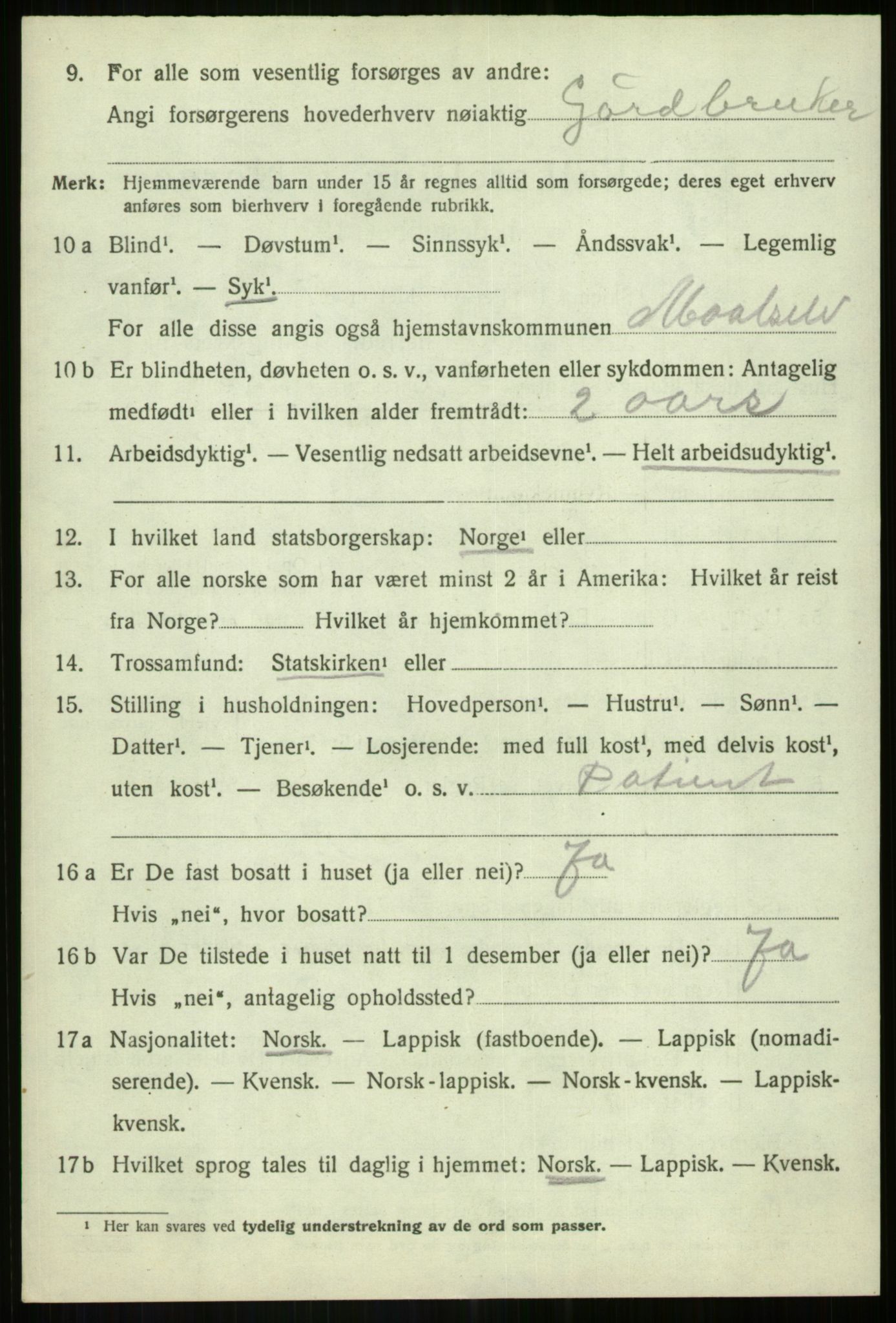 SATØ, 1920 census for Målselv, 1920, p. 4166