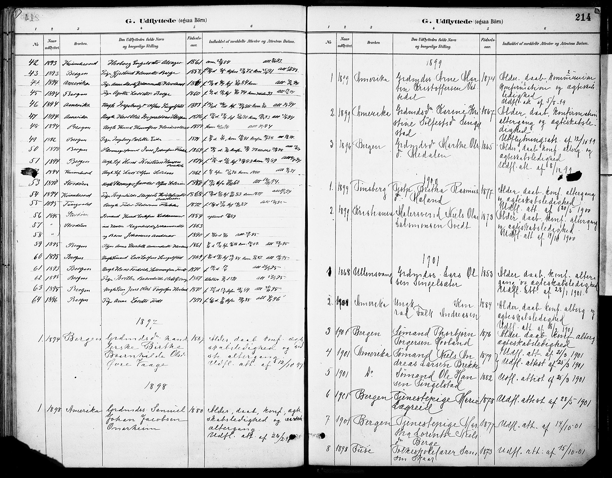 Tysnes sokneprestembete, SAB/A-78601/H/Haa: Parish register (official) no. C 1, 1887-1912, p. 214