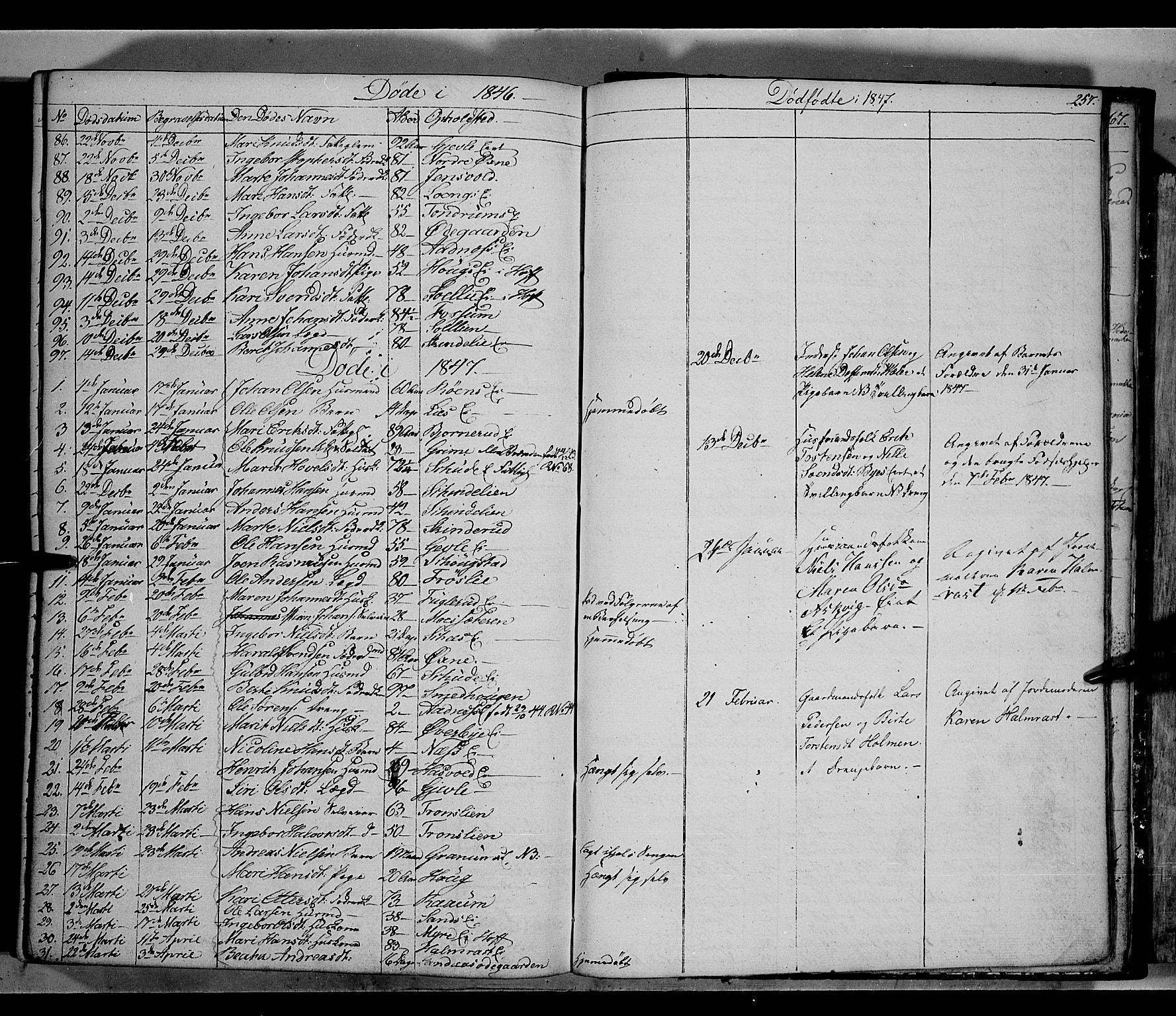 Land prestekontor, AV/SAH-PREST-120/H/Ha/Hab/L0002: Parish register (copy) no. 2, 1833-1849, p. 257