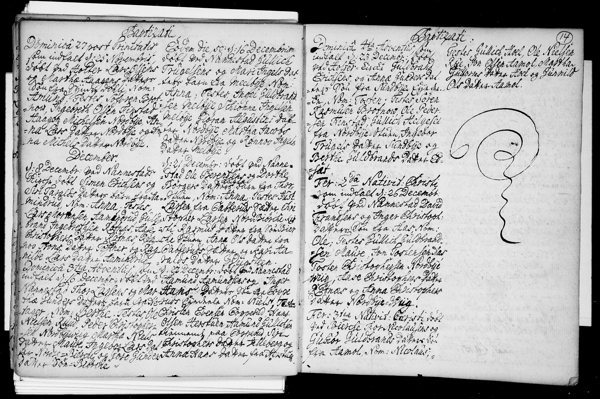 Nannestad prestekontor Kirkebøker, AV/SAO-A-10414a/F/Fa/L0005: Parish register (official) no. I 5, 1729-1738, p. 14