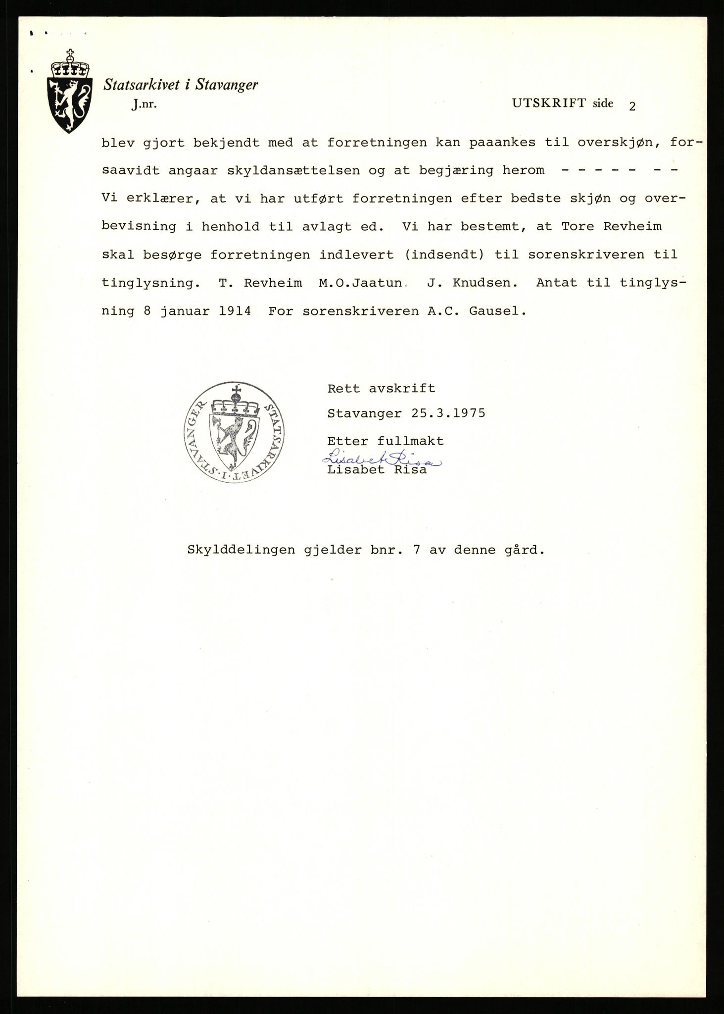 Statsarkivet i Stavanger, AV/SAST-A-101971/03/Y/Yj/L0025: Avskrifter sortert etter gårdsnavn: Garpestad - Gjerde, 1750-1930, p. 63