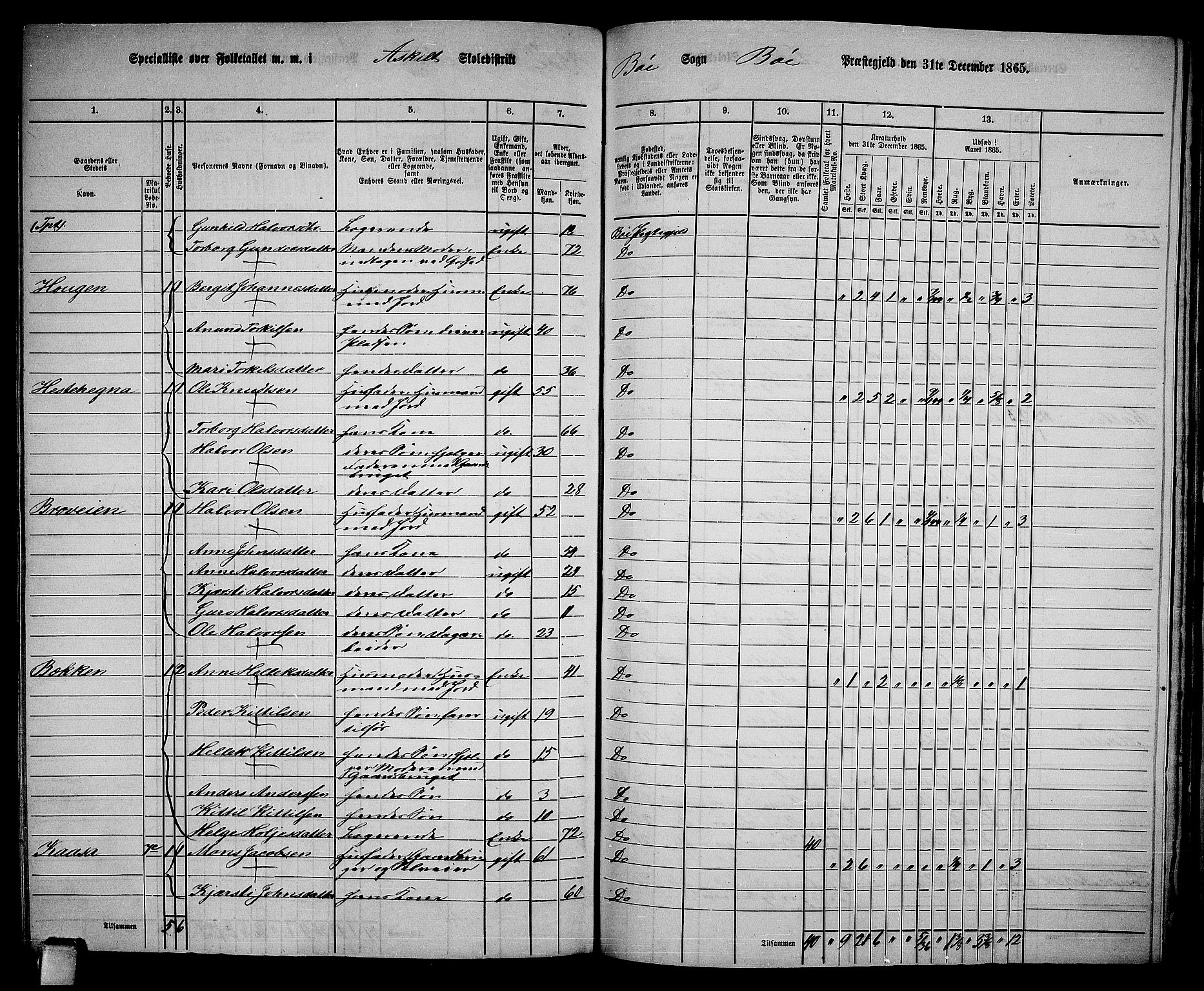 RA, 1865 census for Bø, 1865, p. 184