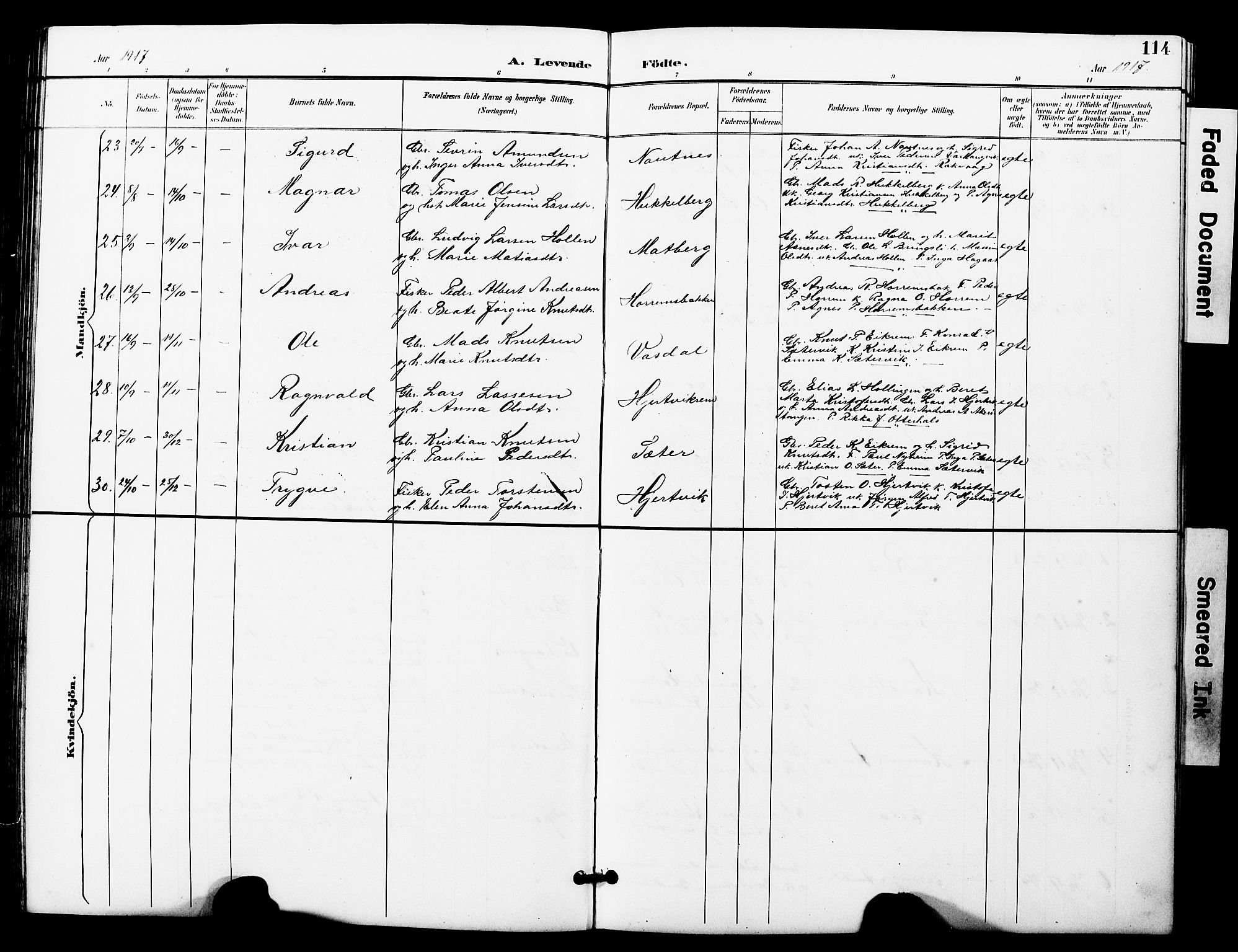Ministerialprotokoller, klokkerbøker og fødselsregistre - Møre og Romsdal, SAT/A-1454/560/L0725: Parish register (copy) no. 560C02, 1895-1930, p. 114