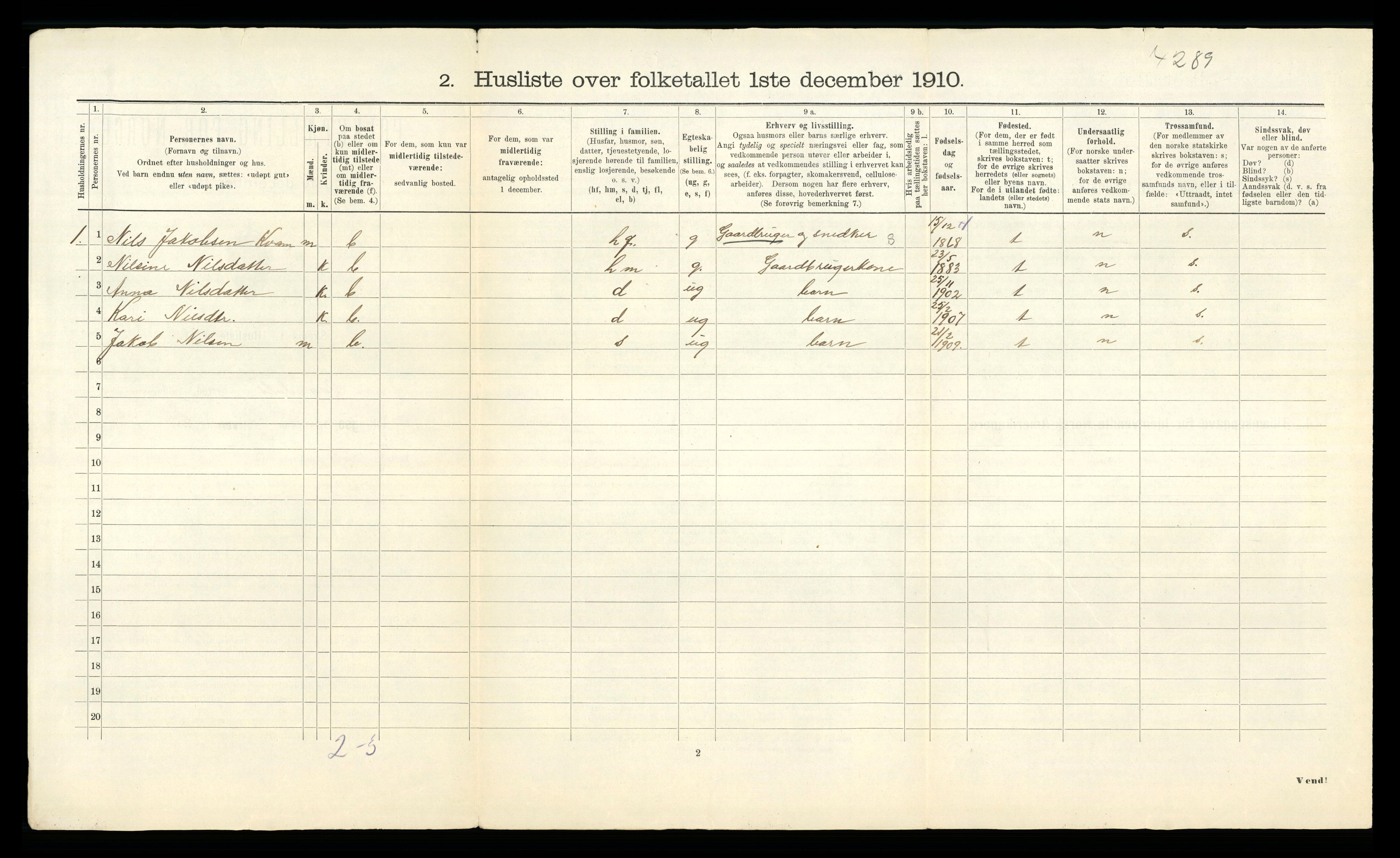 RA, 1910 census for Sogndal, 1910, p. 49