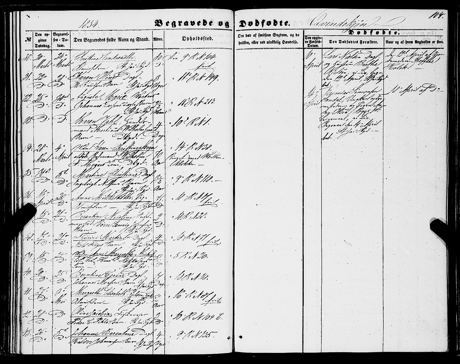 Domkirken sokneprestembete, AV/SAB-A-74801/H/Haa/L0041: Parish register (official) no. E 2, 1853-1863, p. 104