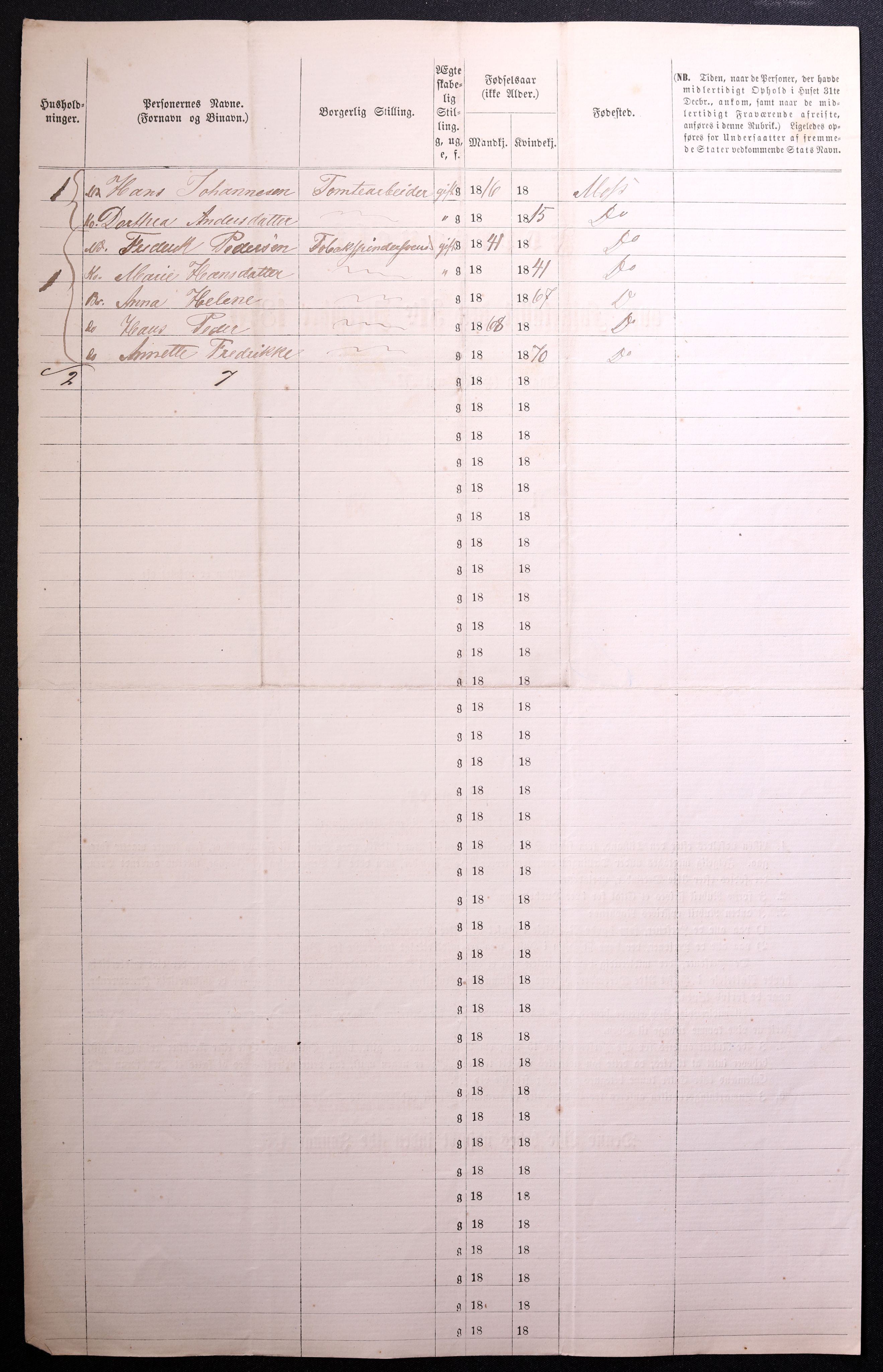 RA, 1870 census for 0104 Moss, 1870, p. 610